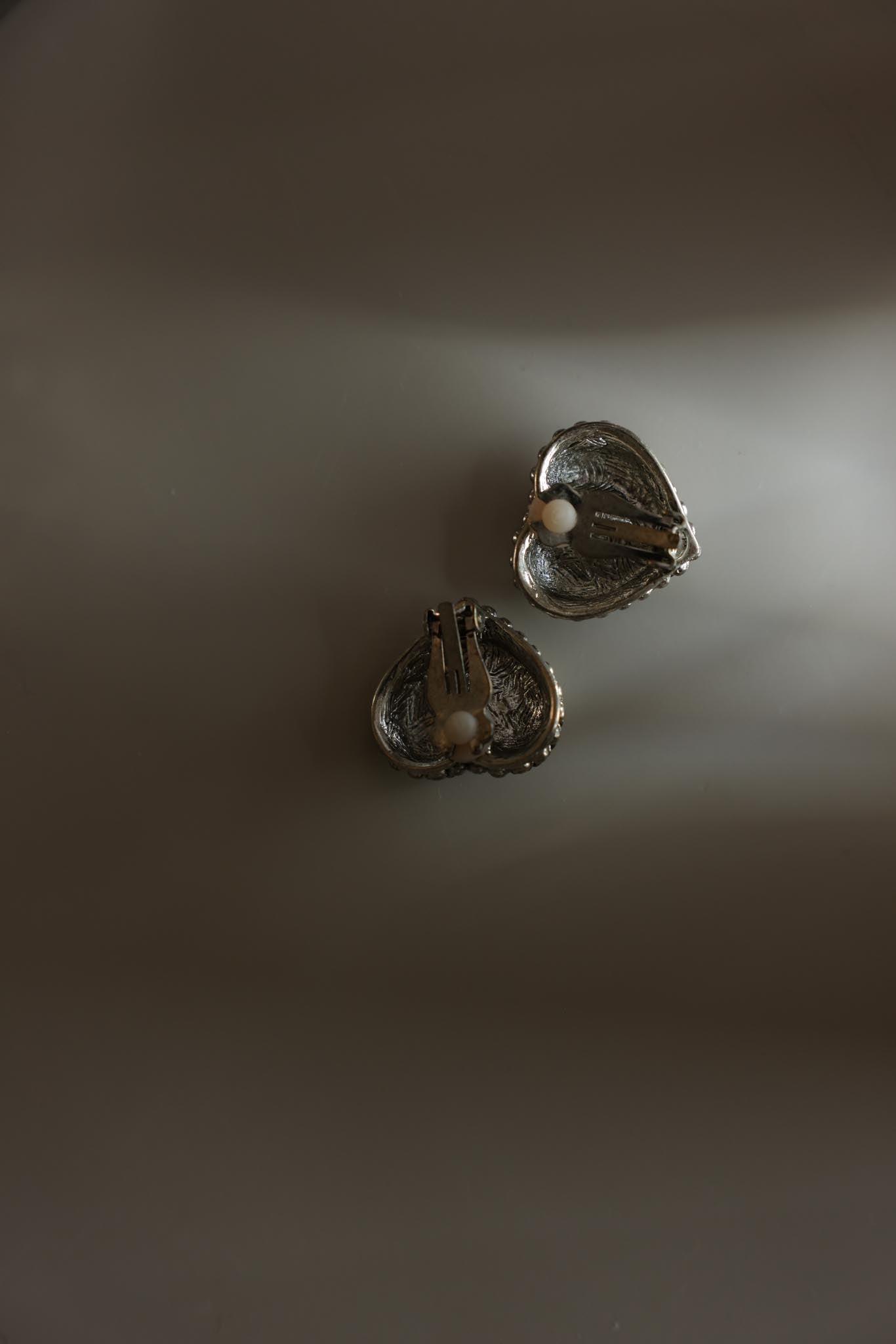 Two-Tone Heart Rhinestone Clip-On Earrings