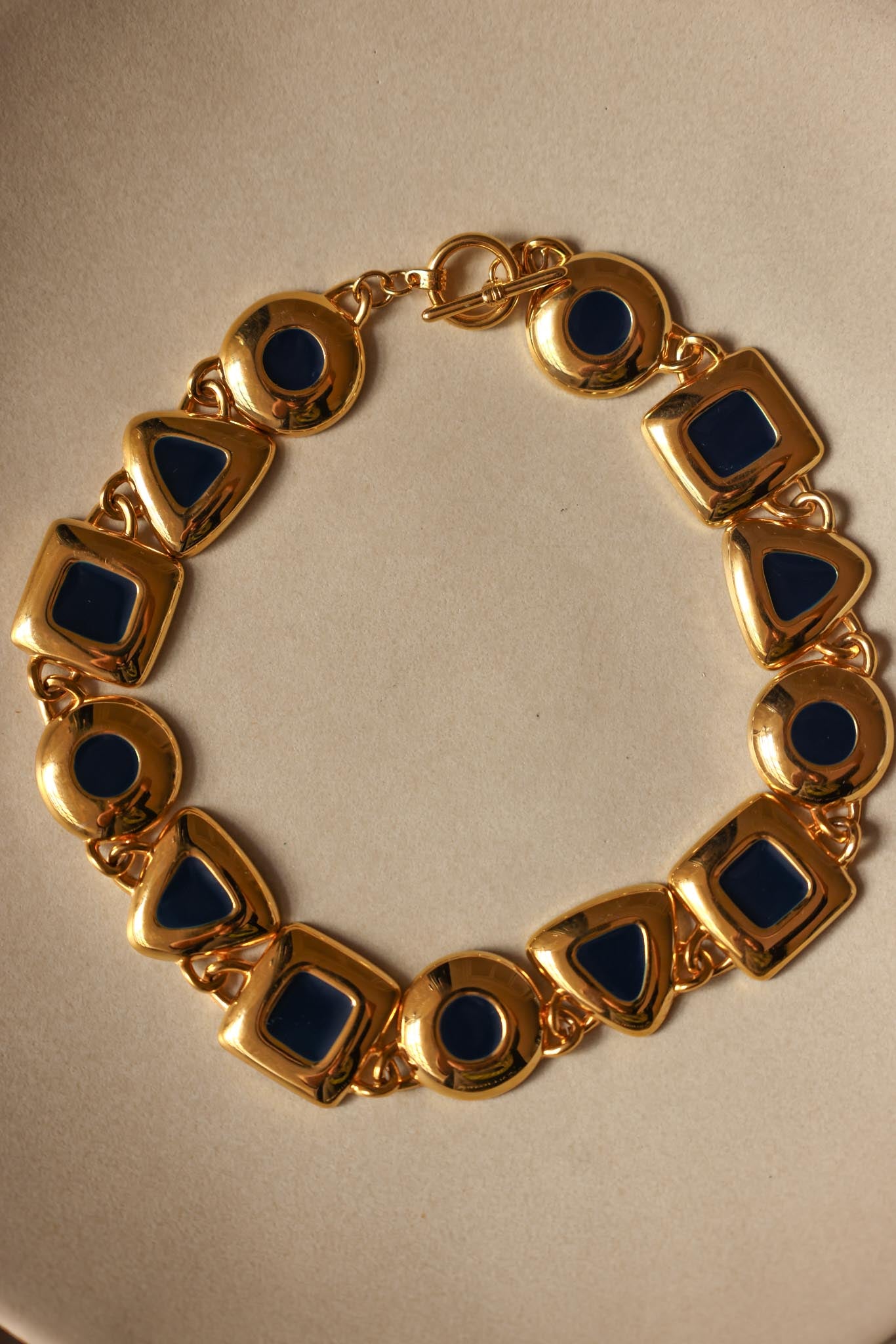 Gold-Tone Navy Geometric Necklace