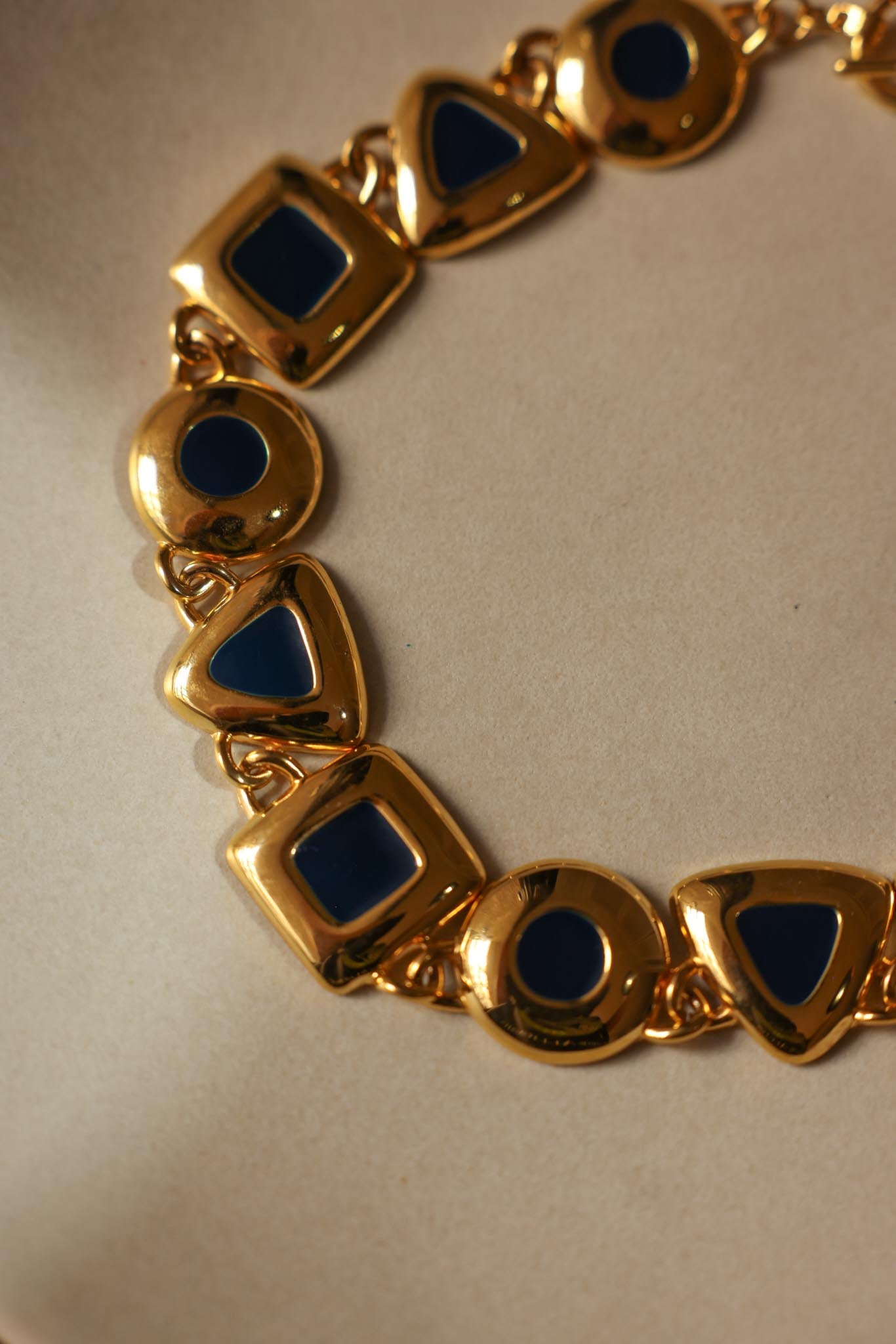 Gold-Tone Navy Geometric Necklace