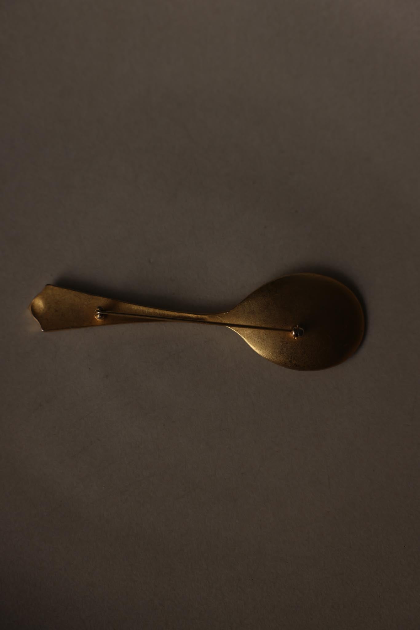 Oversized Matte Gold Spoon Statement Brooch