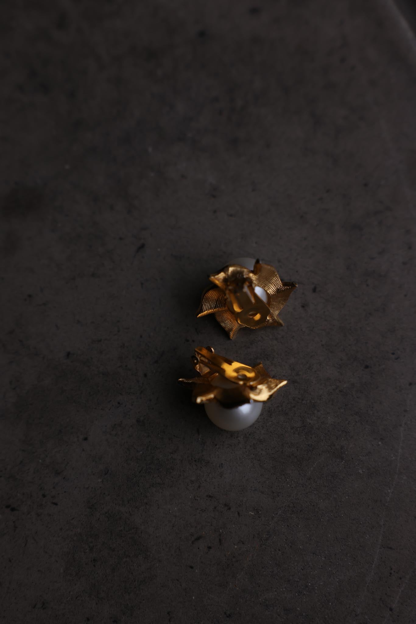 Kenneth Lane Faux Pearl Clip-On Earrings with Rhinestone Leaves
