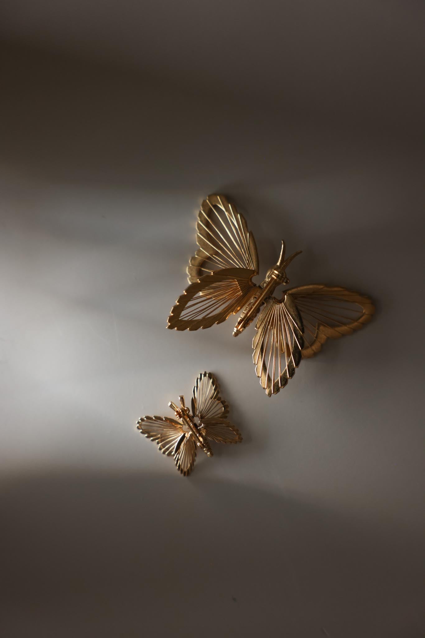 Monet Butterfly Brooch Set Gold Tone