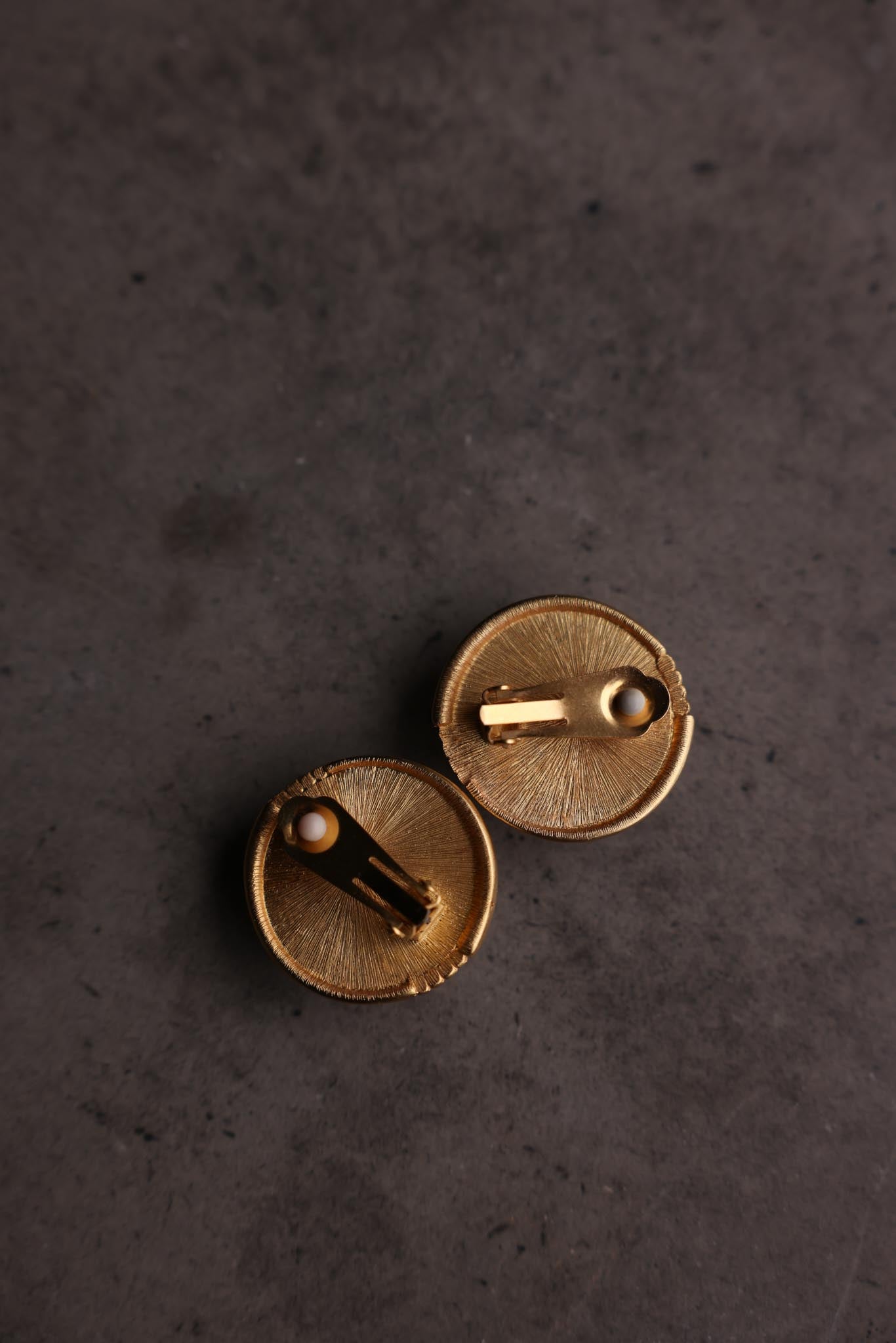Matte Gold Clip-On Earrings with Creamy White Center