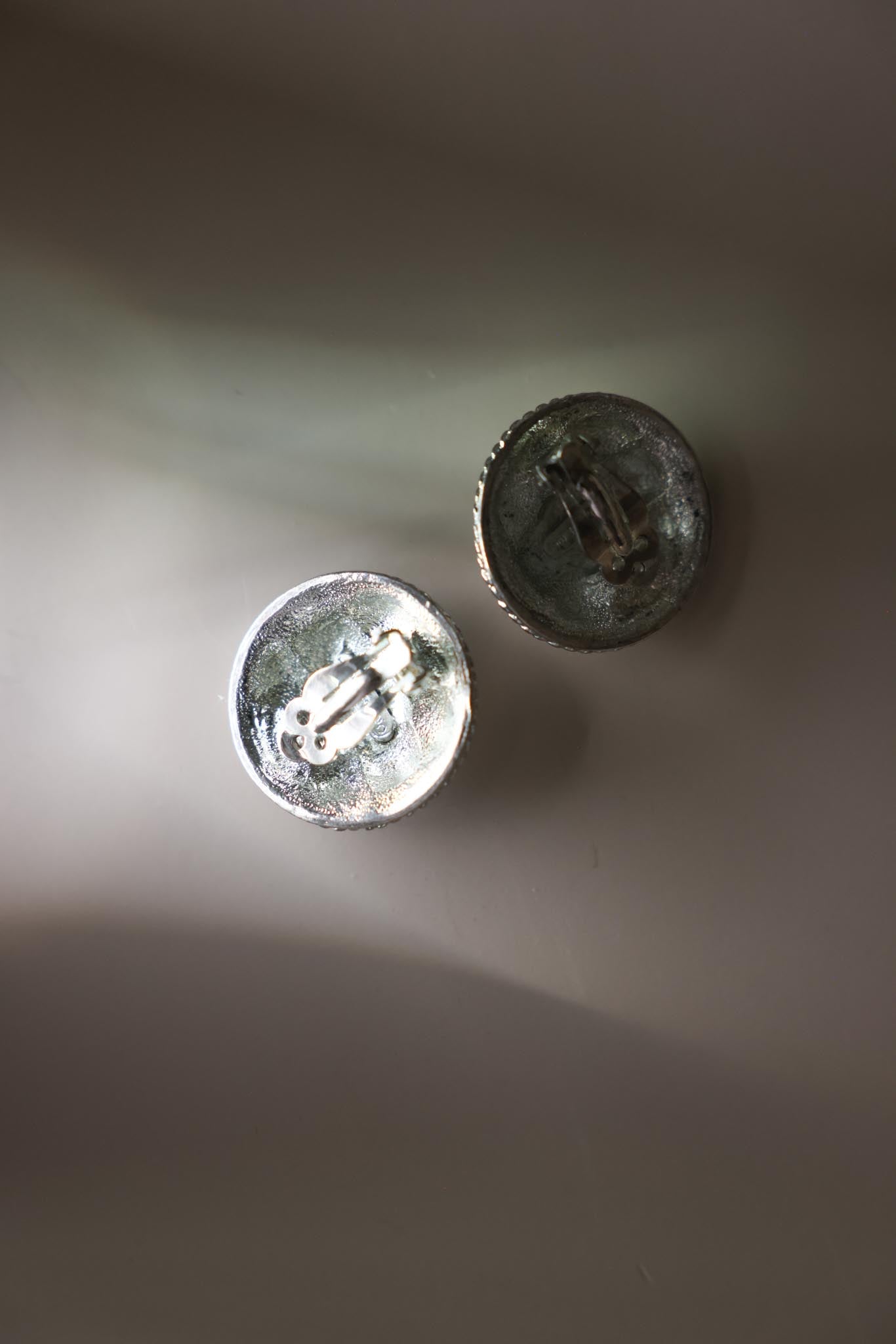 Cacharel Silver Tone Textured Dome Clip-On Earrings