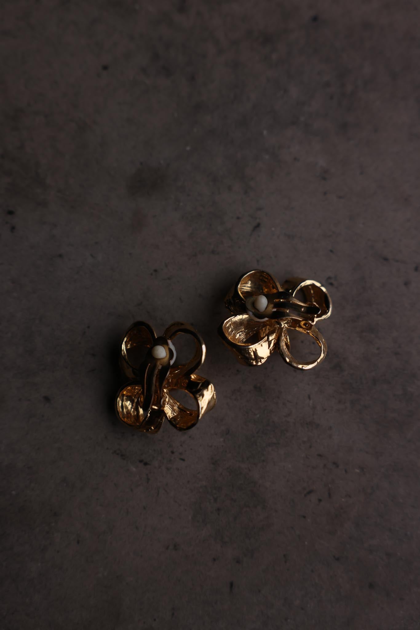 Gold-Tone Sculptural Flower Earrings