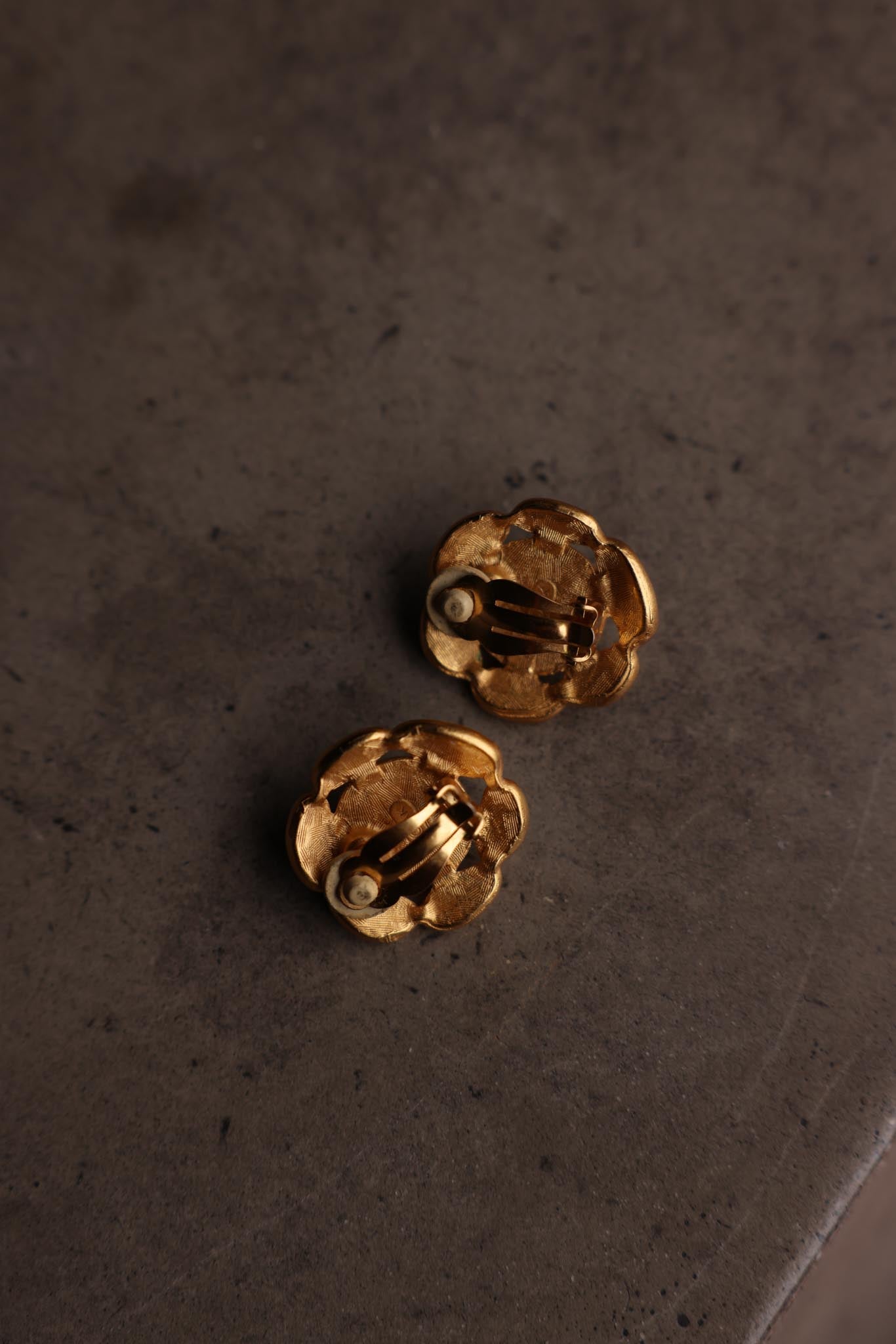 AK Gold-Tone Faux Pearl Enamel Clip-On Earrings