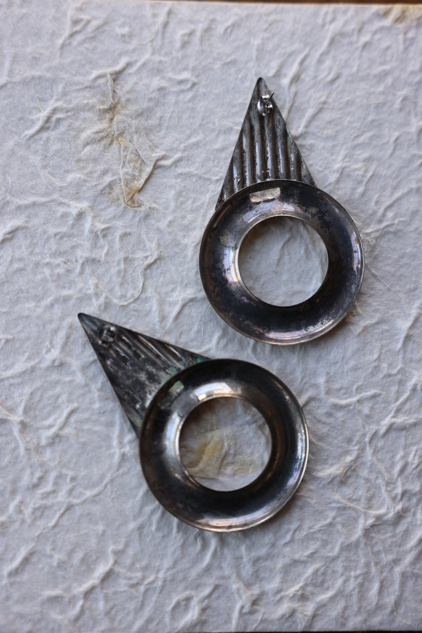 Silver Tone Statement Geometric Earrings|Vintage Baazaar