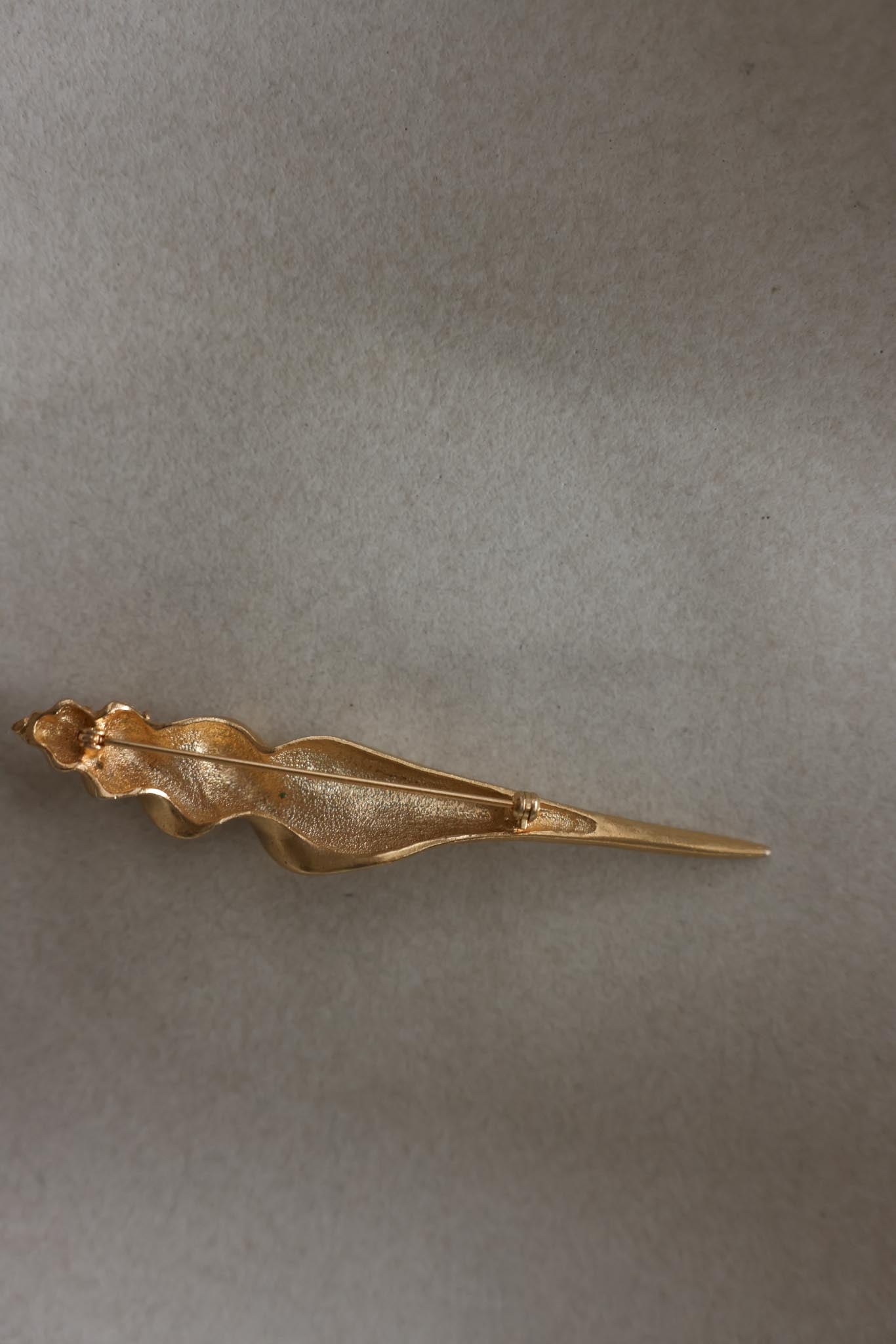 Matte Gold Spiral Shell Brooch