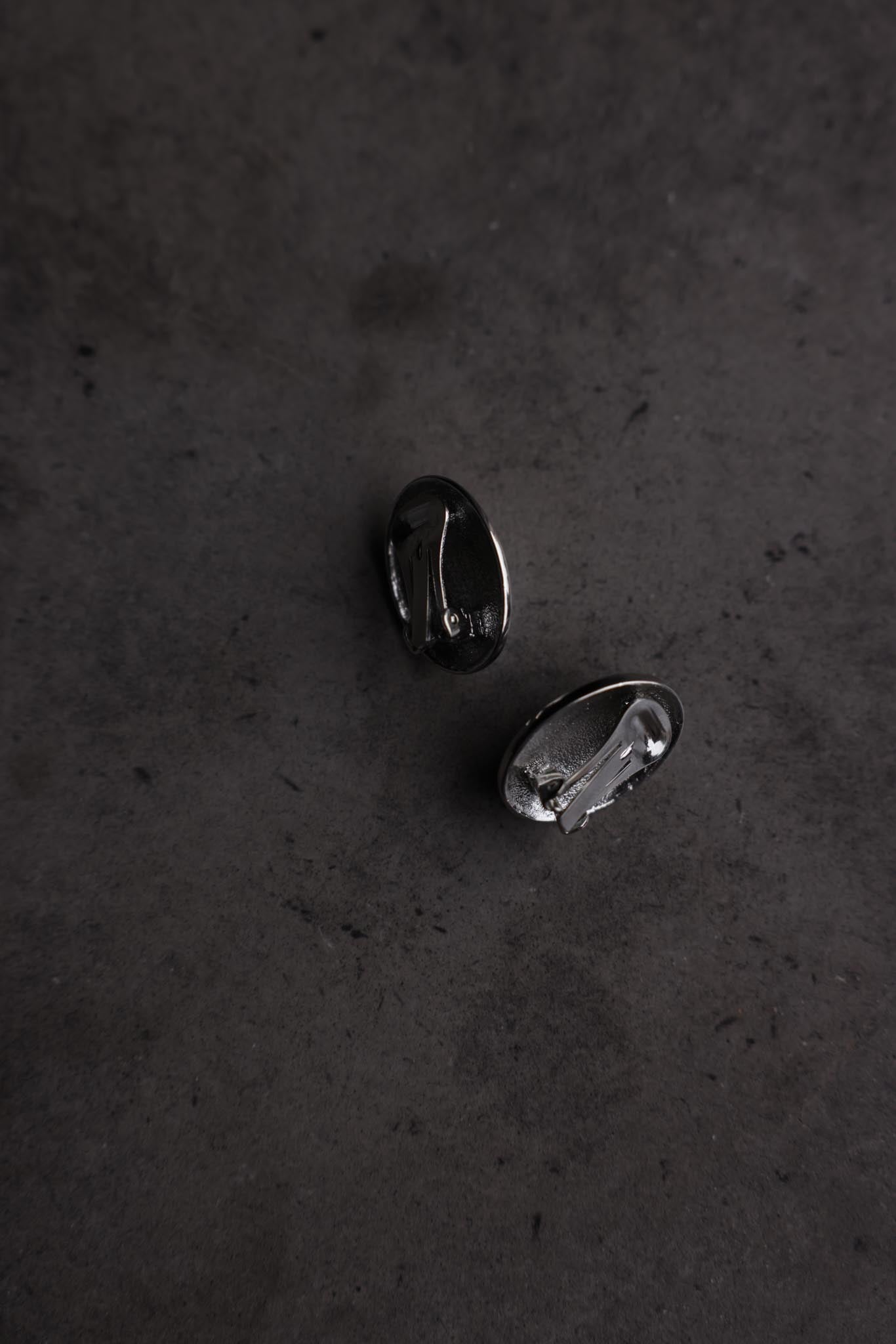 Silver-Tone Oval Faux Pearl Clip-On Earrings