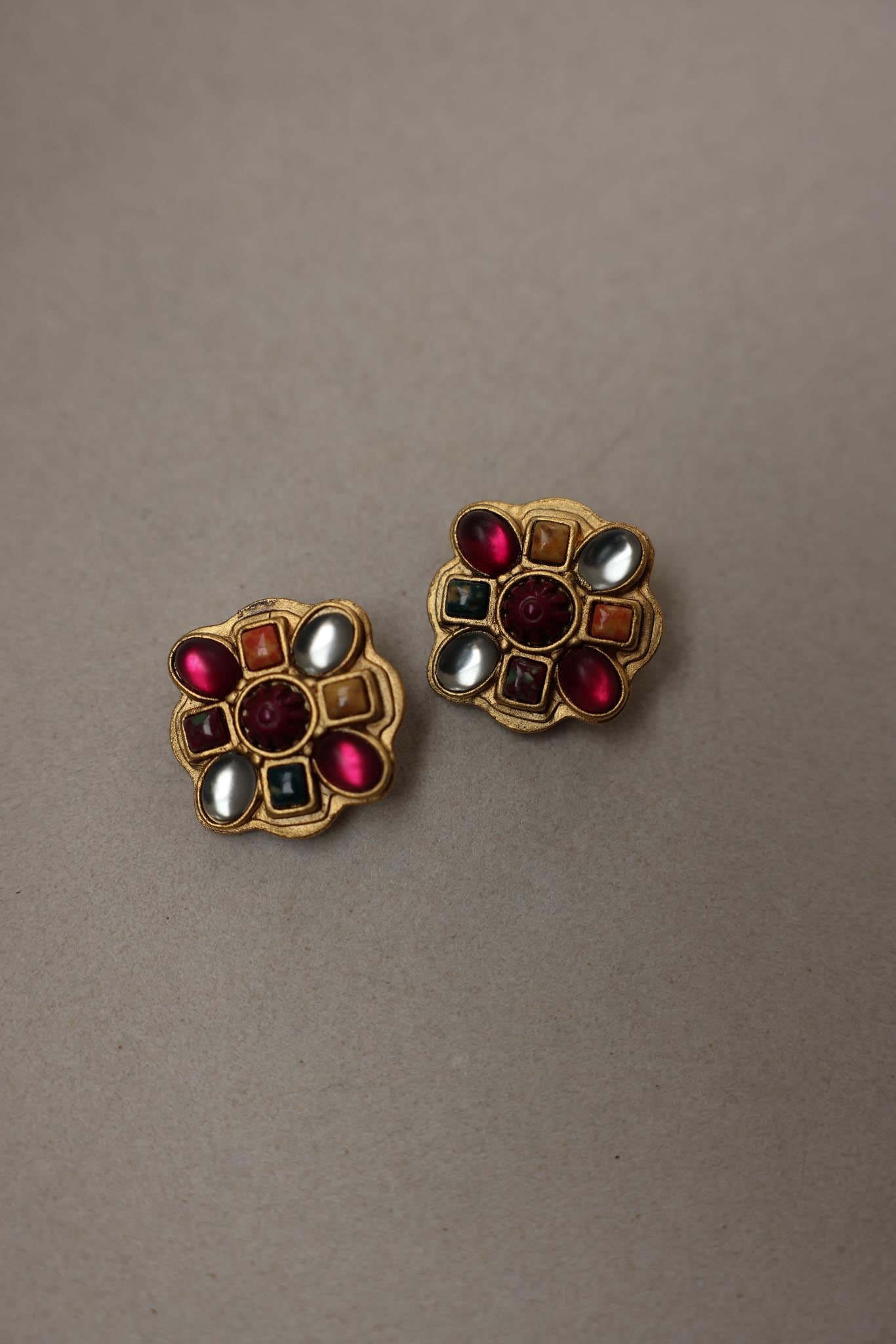 Byzantine Jewel Bloom Clip-On Earrings