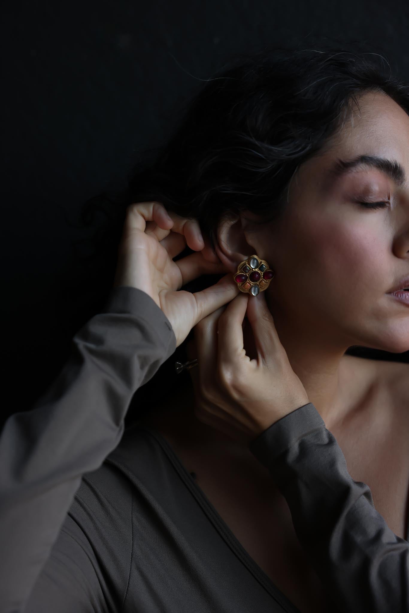 Byzantine Jewel Bloom Clip-On Earrings
