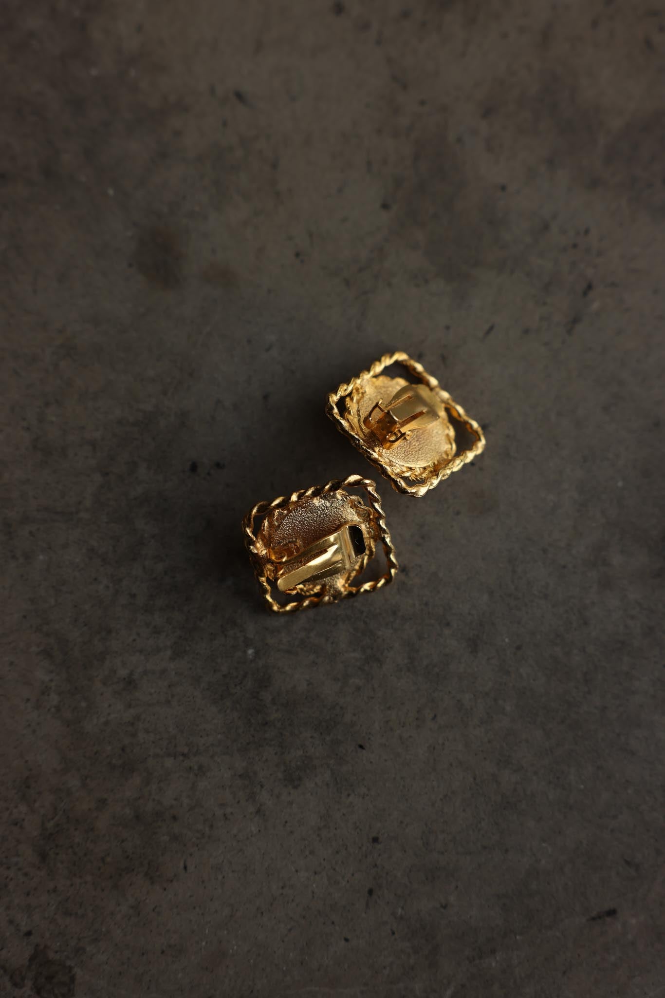 Gold-Tone Square Faux Pearl Clip-On Earrings