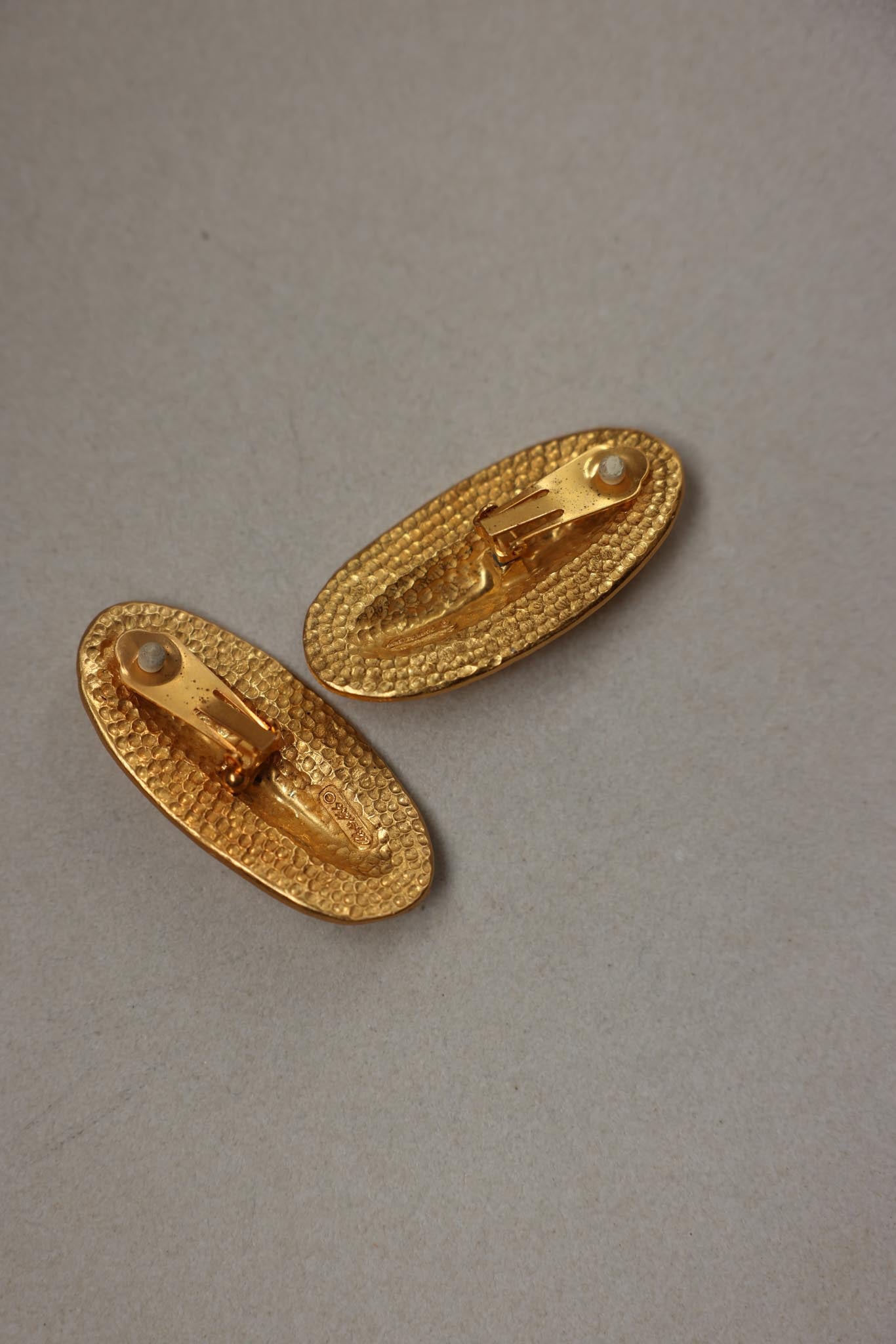 Matte Gold Oval Clip-On Earrings