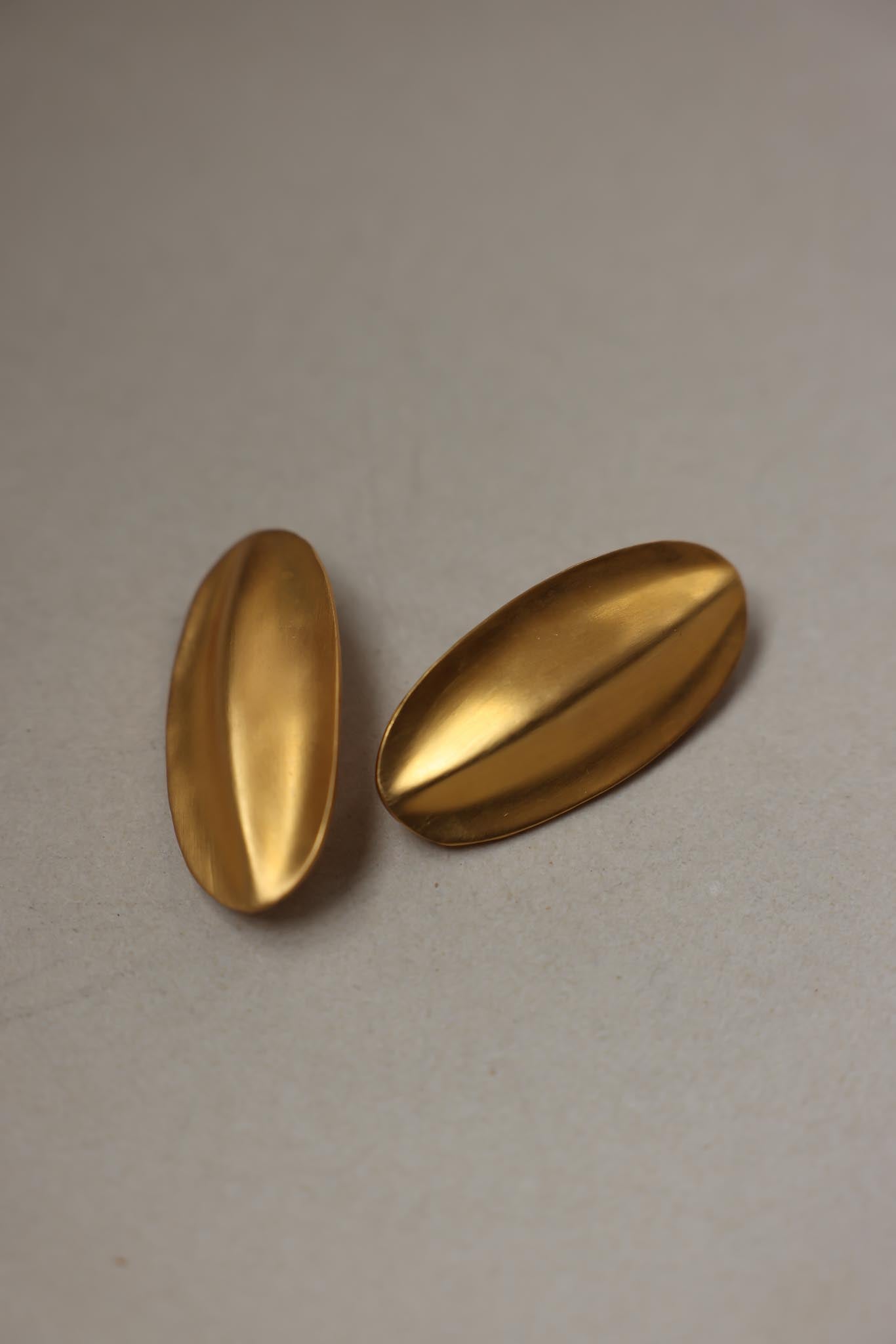 Matte Gold Oval Clip-On Earrings