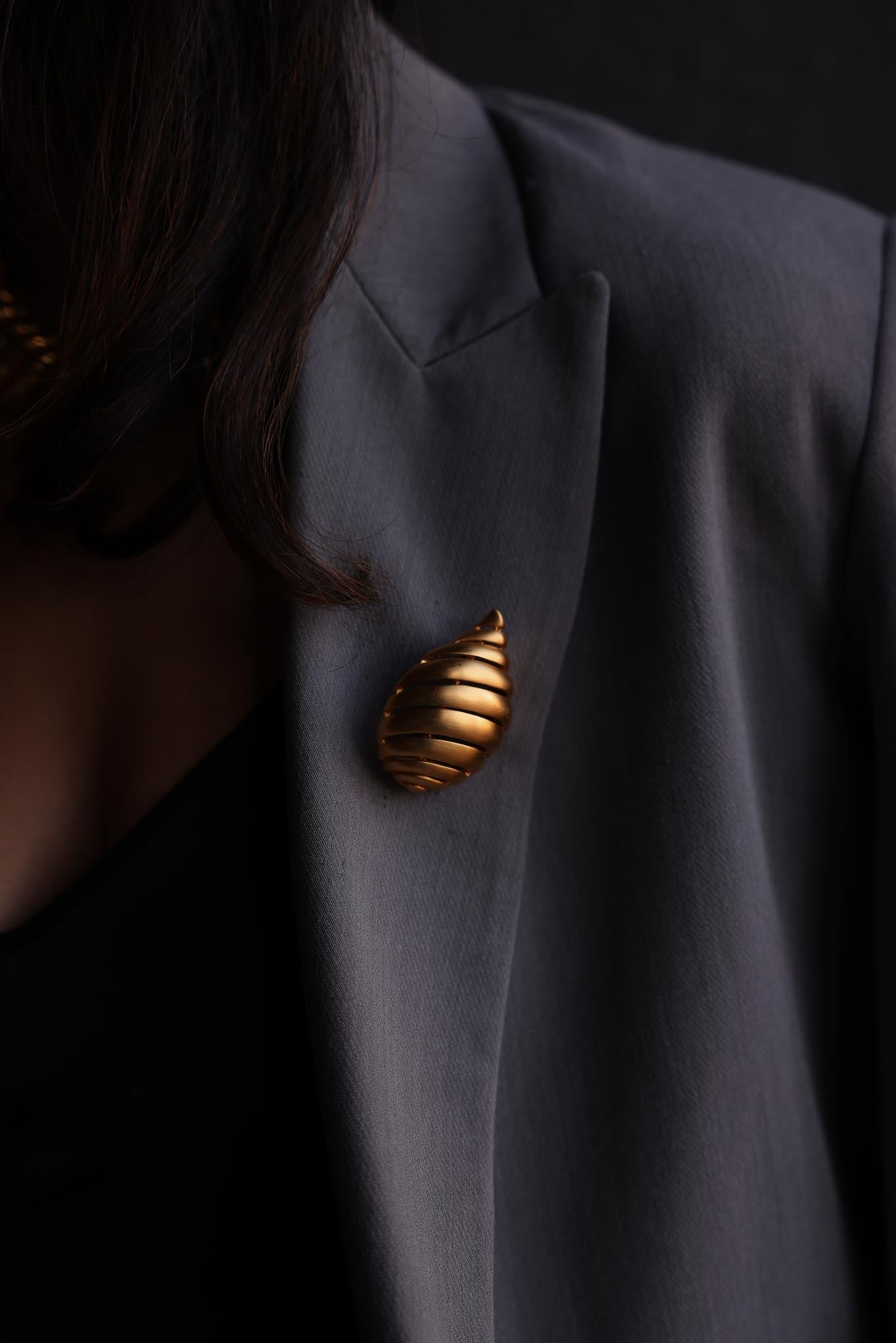 Golden Shell Spiral Brooch