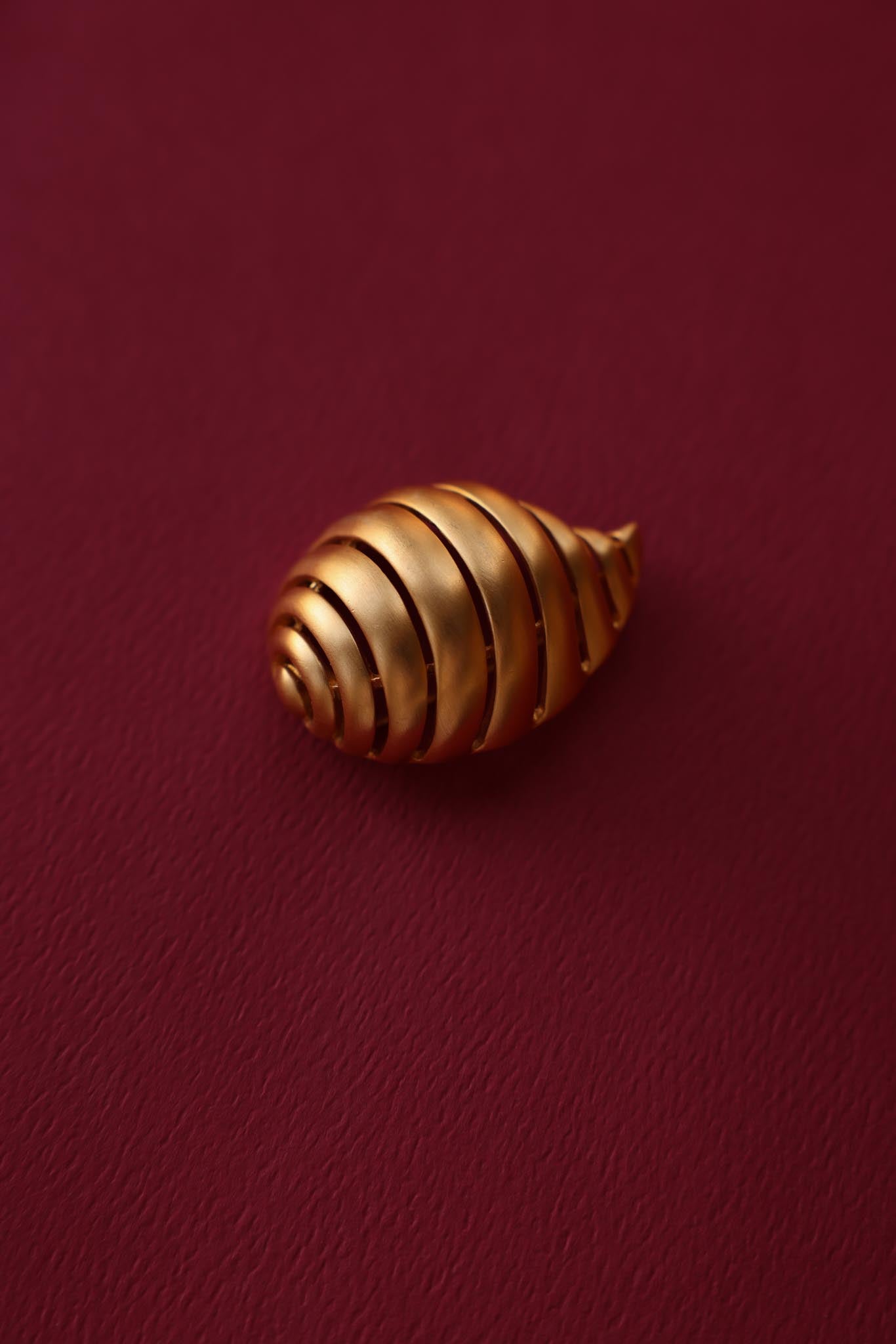Golden Shell Spiral Brooch