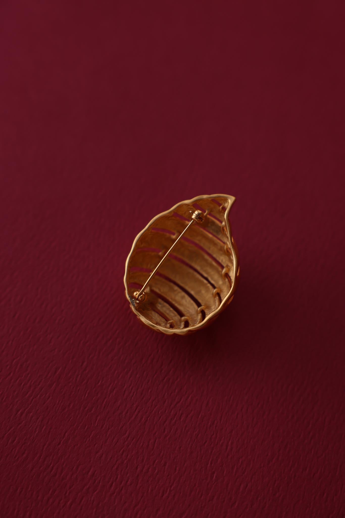 Golden Shell Spiral Brooch