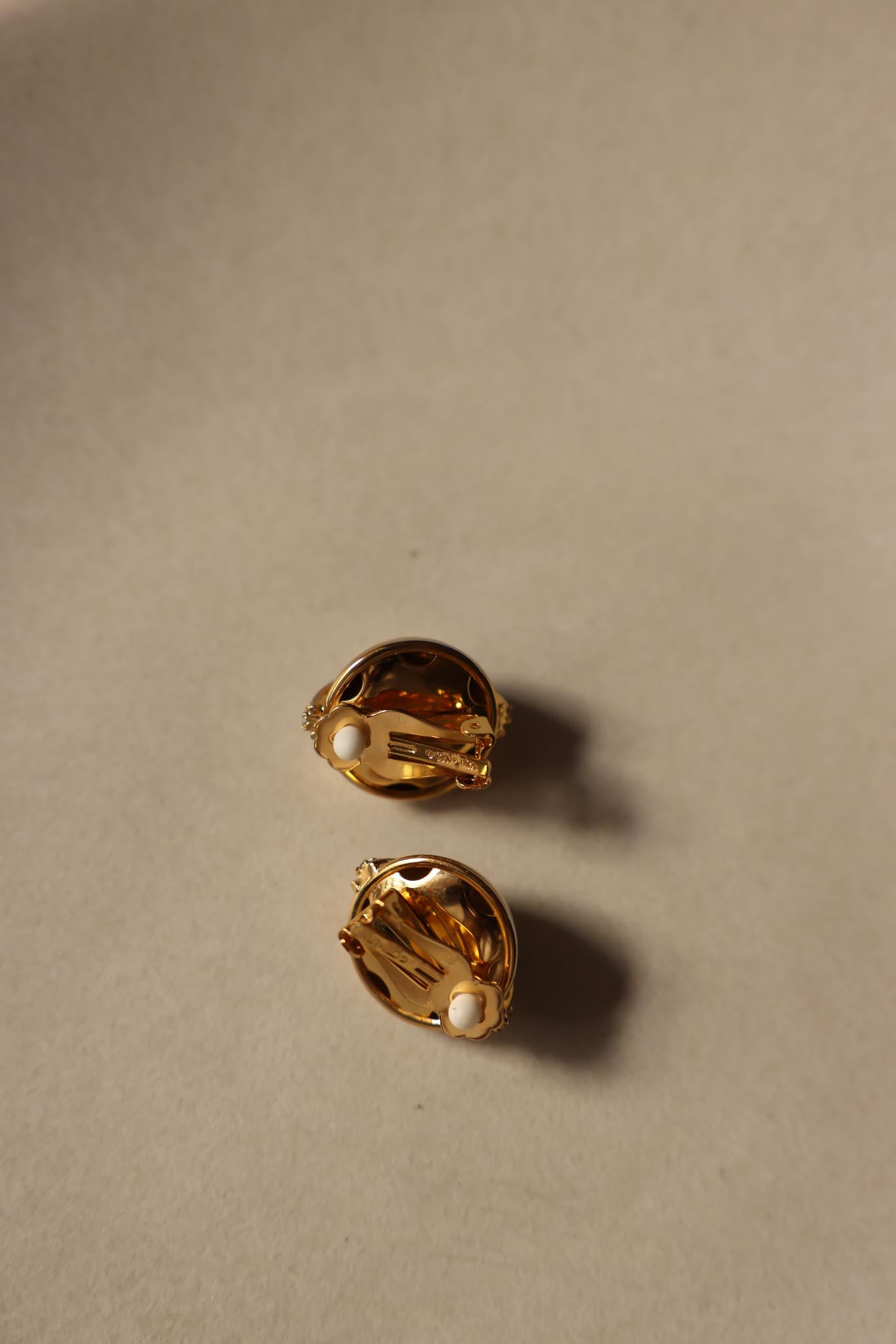 Gold Dome Clip-On Earrings with Rhinestone Band