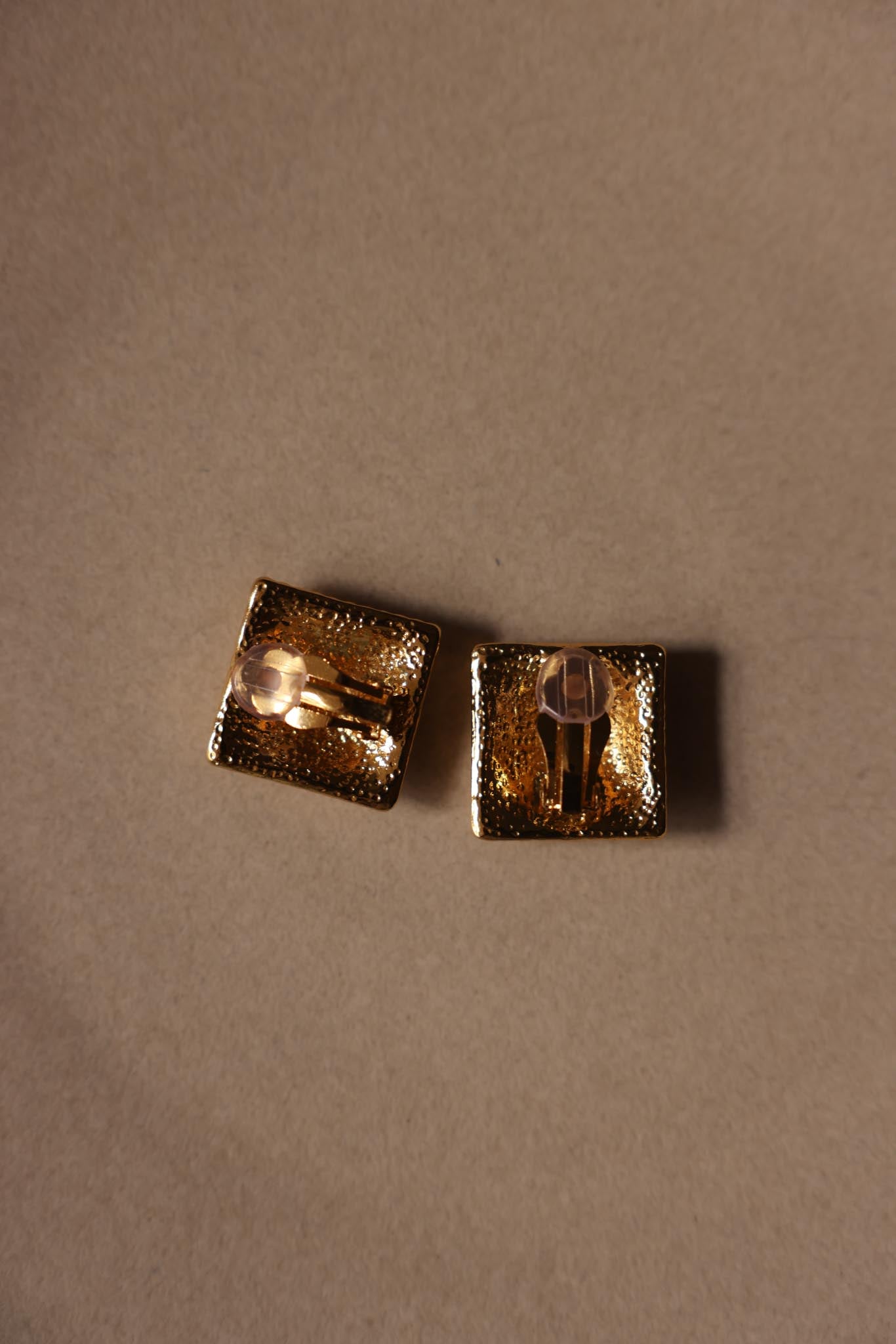 Multicolor Rhinestone Square Clip-On Earrings