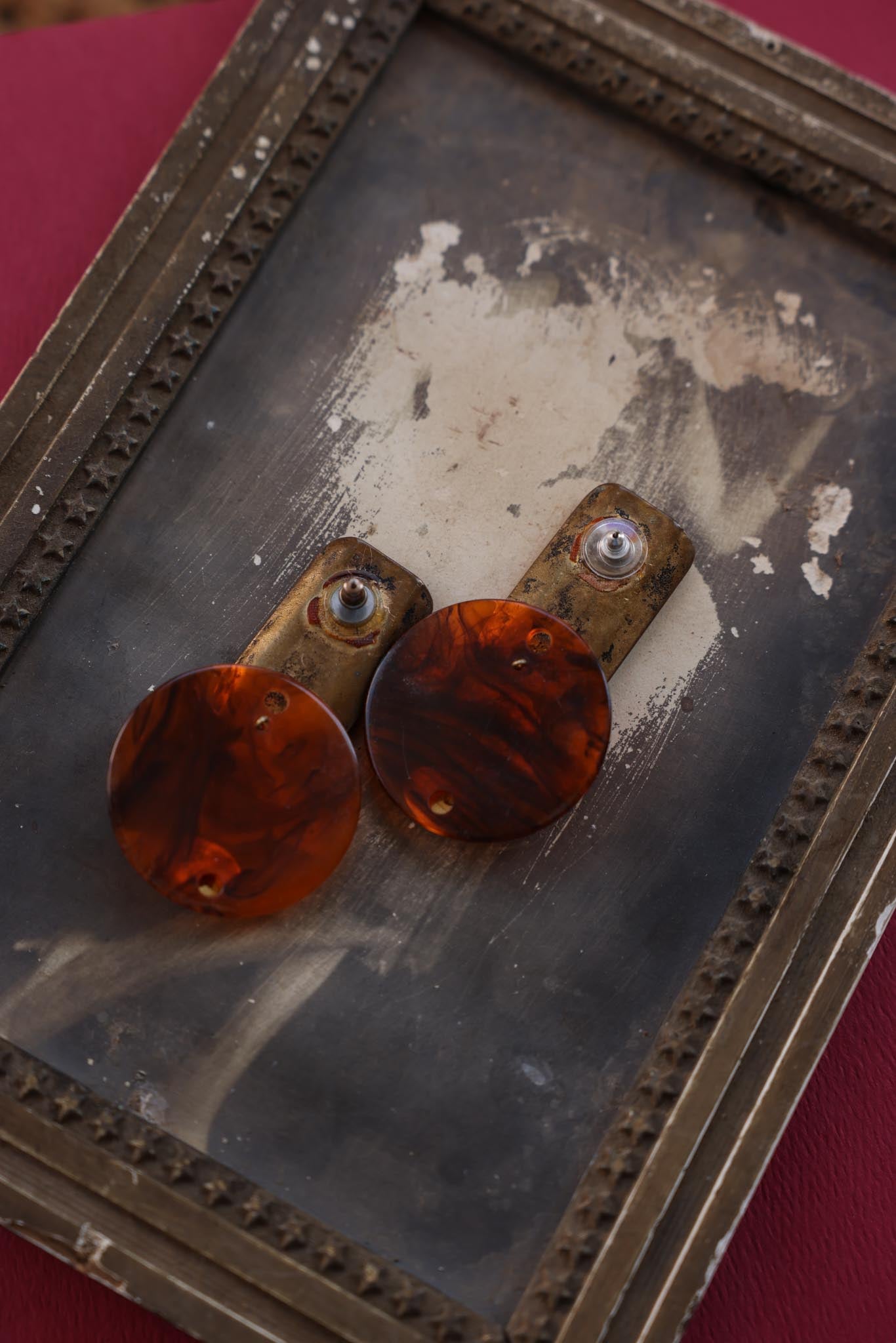 Sunburst Amber Dangle Earrings|Vintage Baazaar