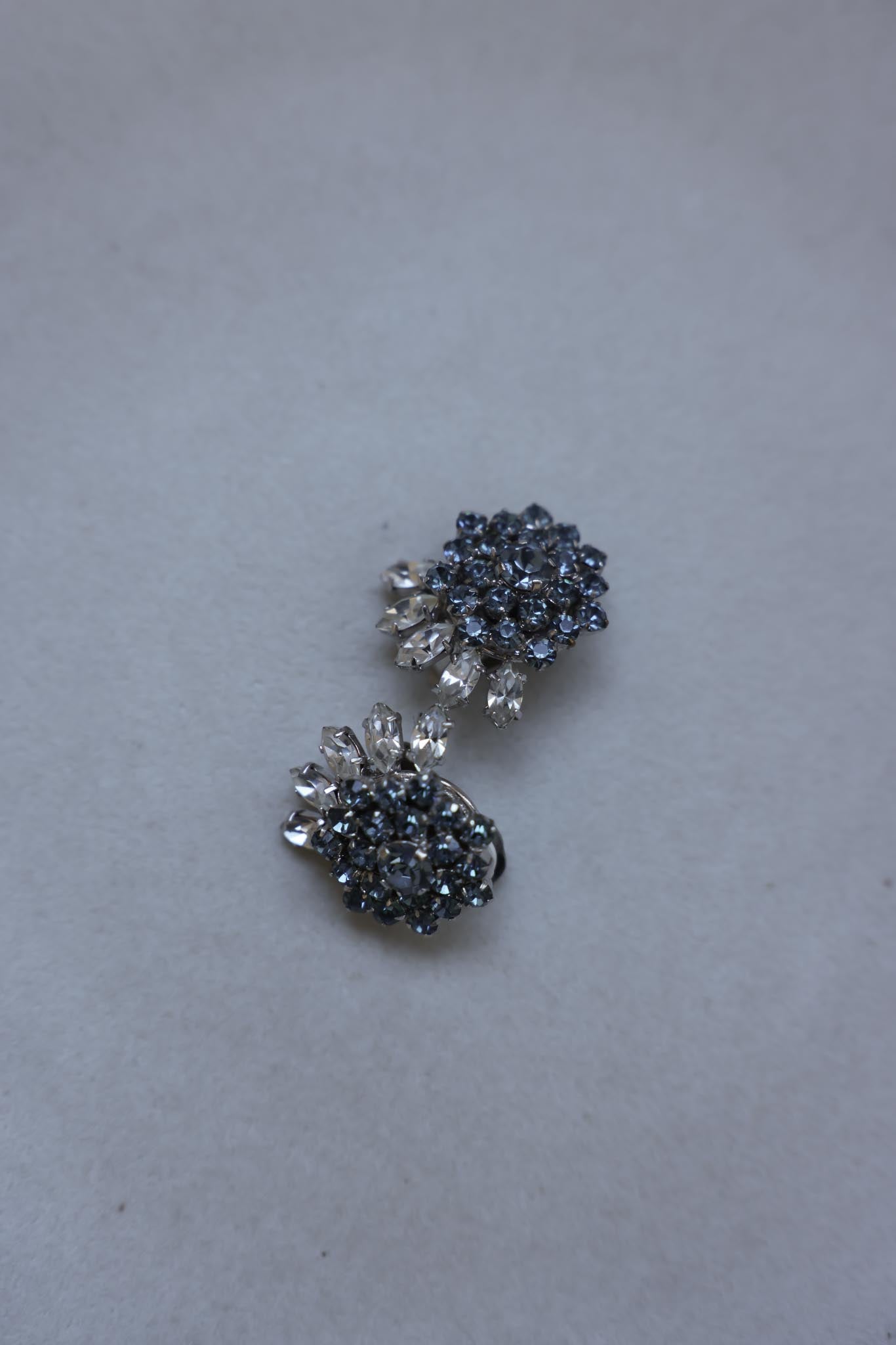 Blue and Clear Rhinestone Clip-On Earrings