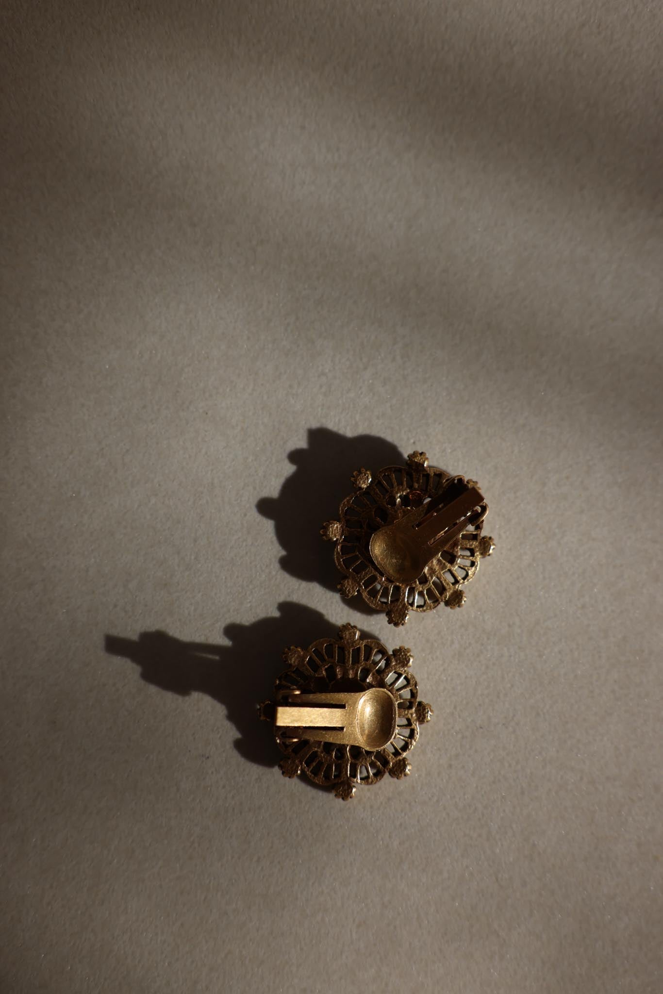Gold-Tone Filigree Clip-On Earrings with Enamel and Faux Pearls