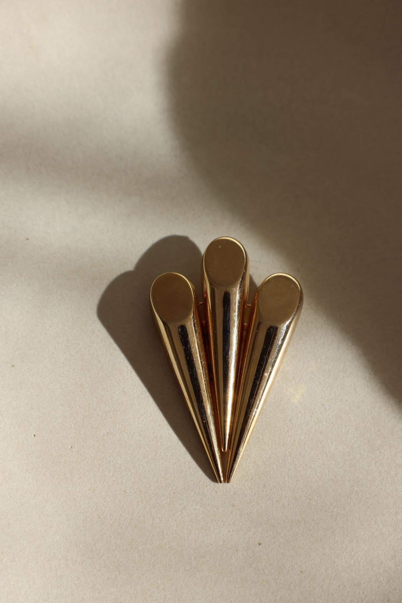 Gold-Tone Geometric Fan Brooch