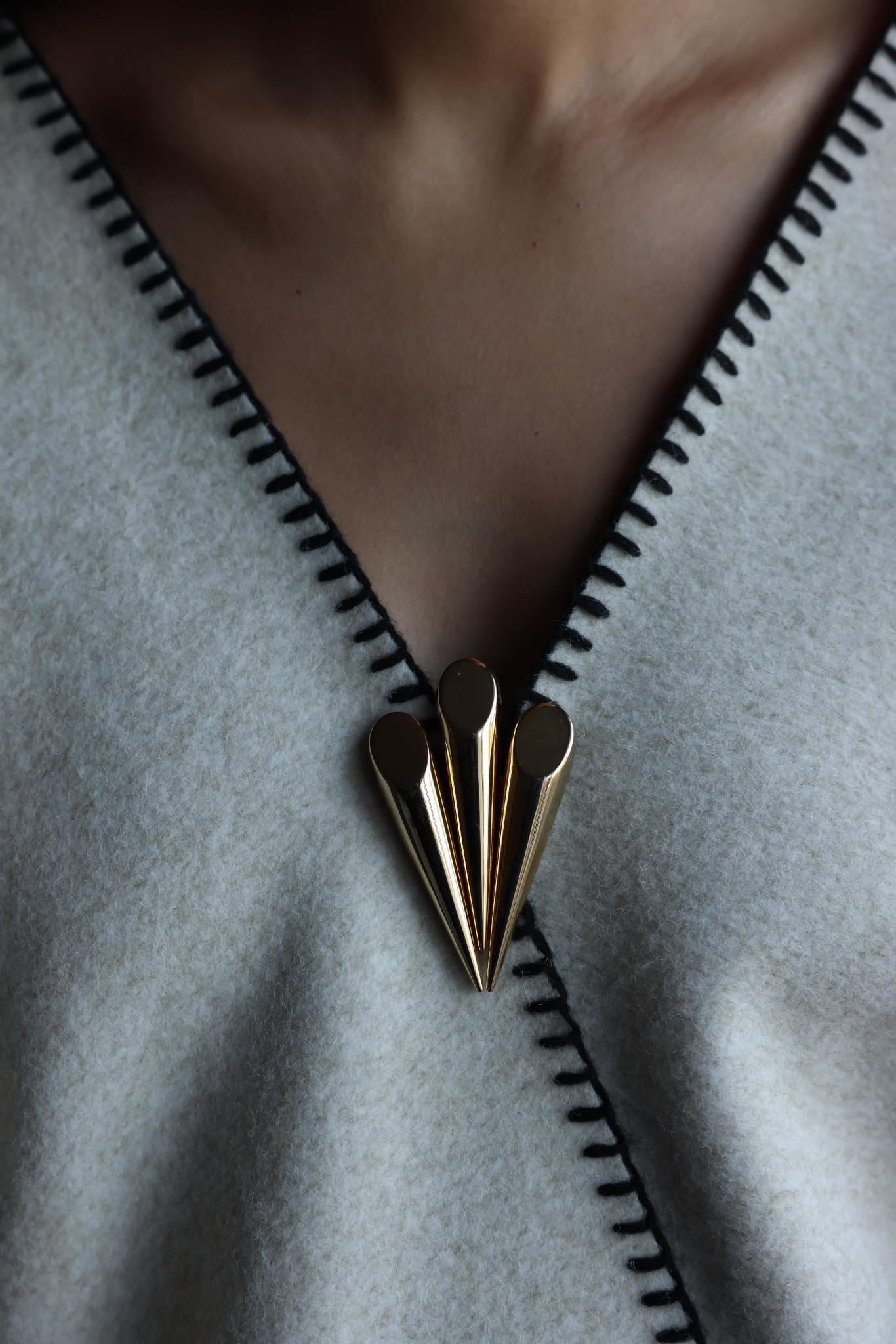 Gold-Tone Geometric Fan Brooch