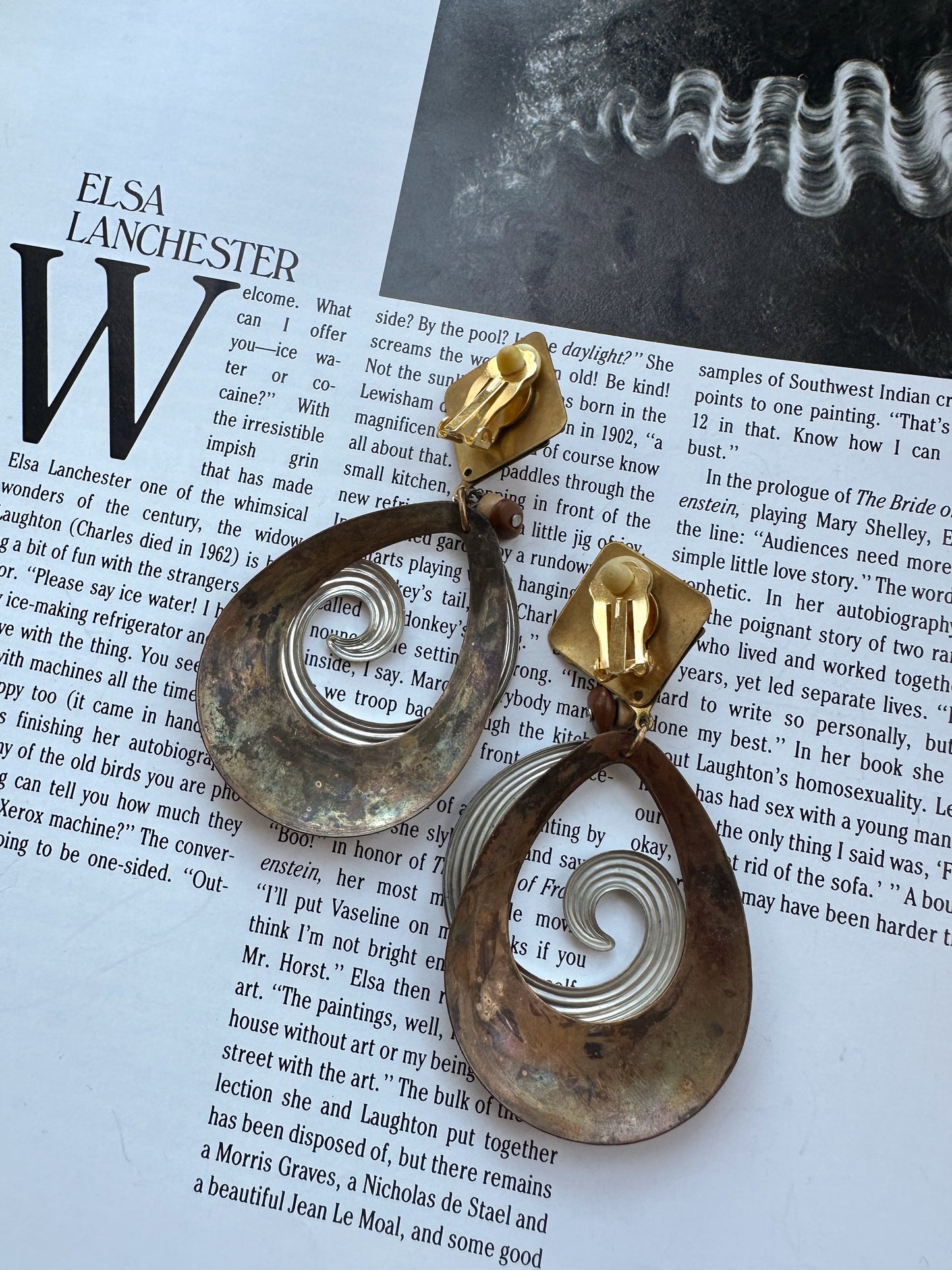 Swirl Brass Statement Earrings|Vintage Baazaar