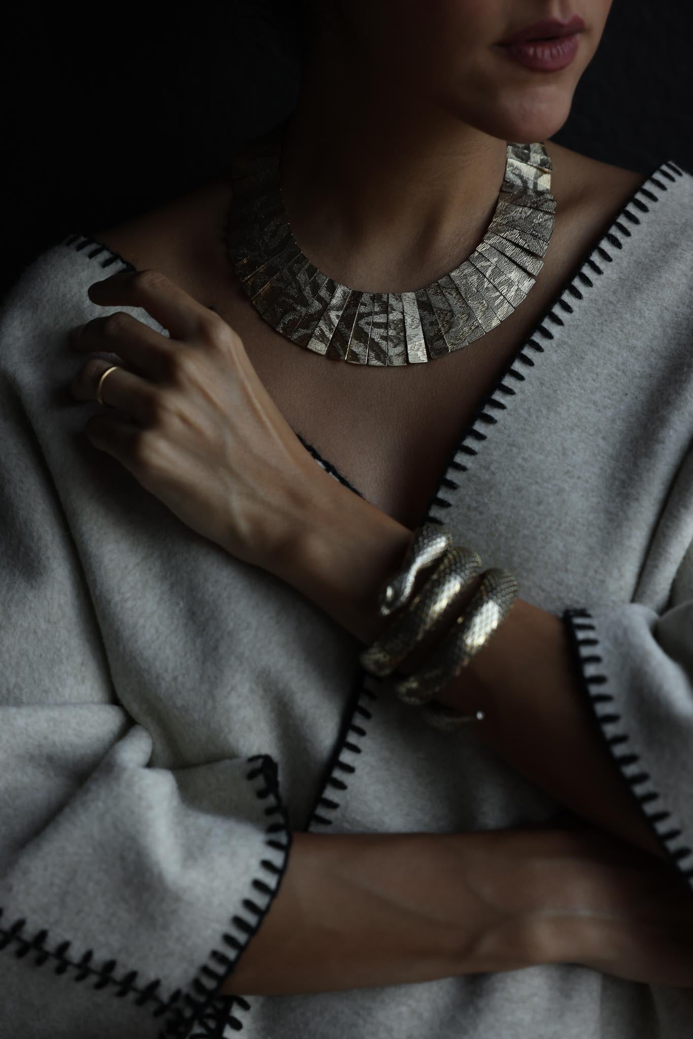 Unsigned Les Bernard Necklace with Textured Panels