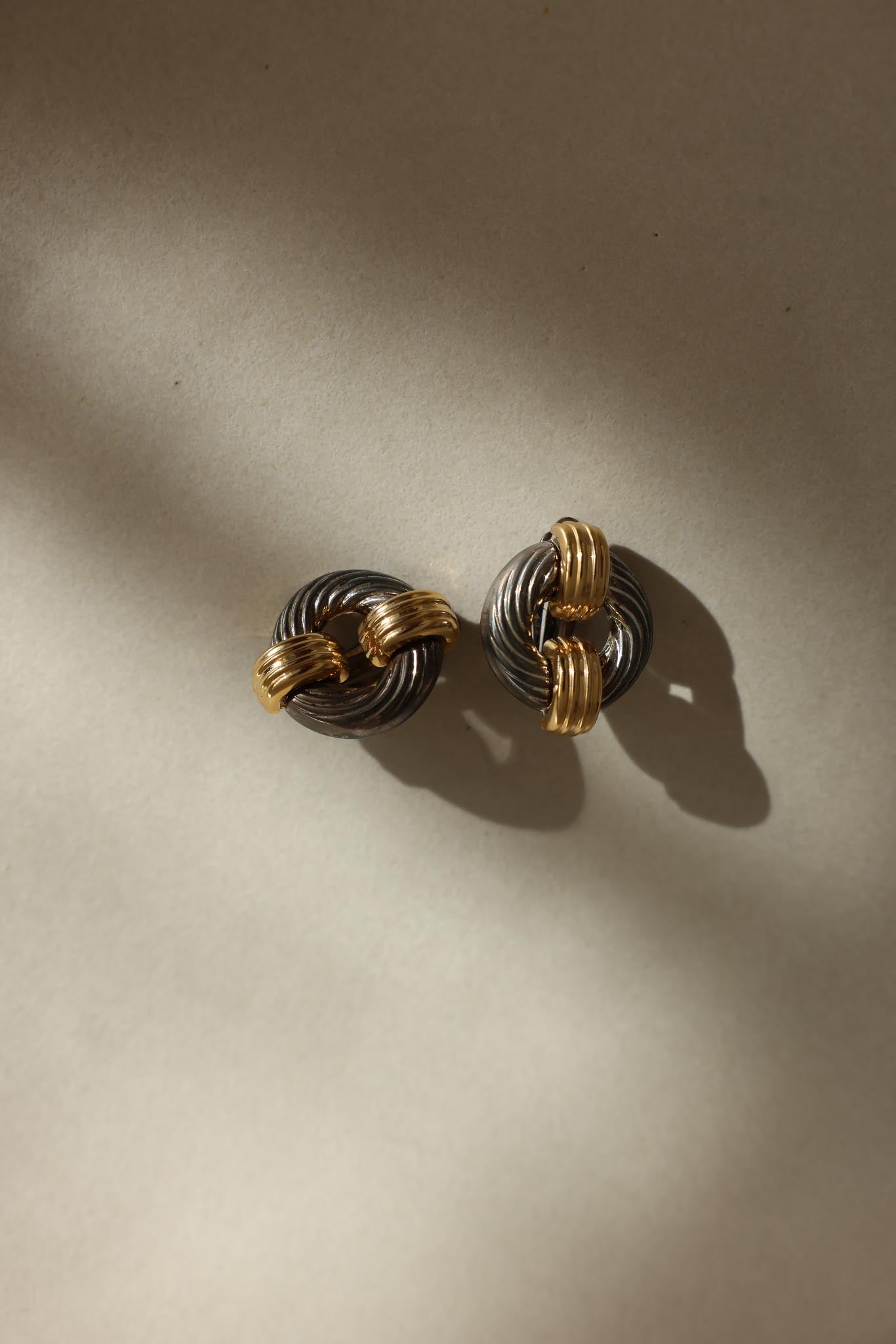 Two-Tone Knot Clip-On Earrings