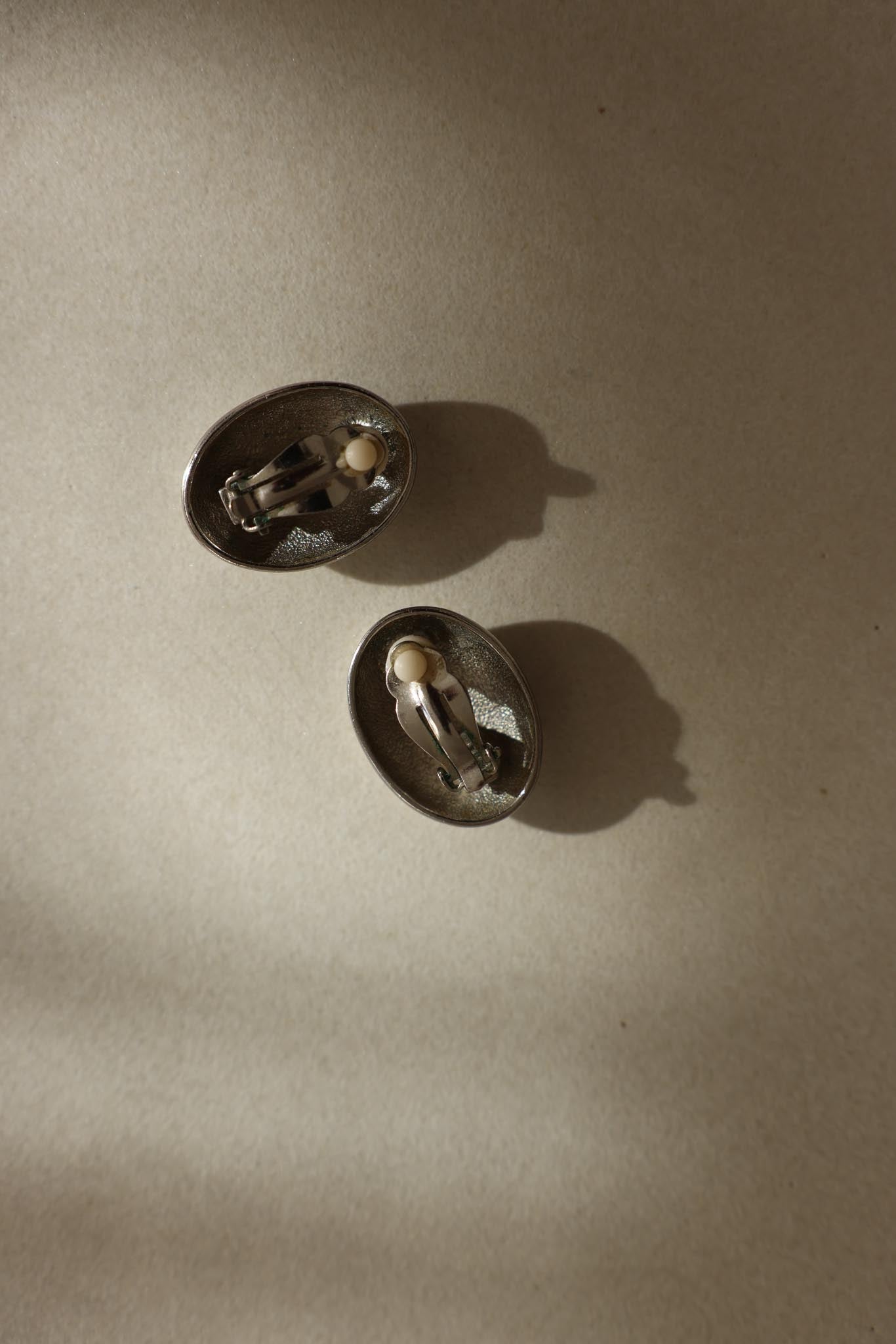 Silver-Tone Oval Clip-On Earrings