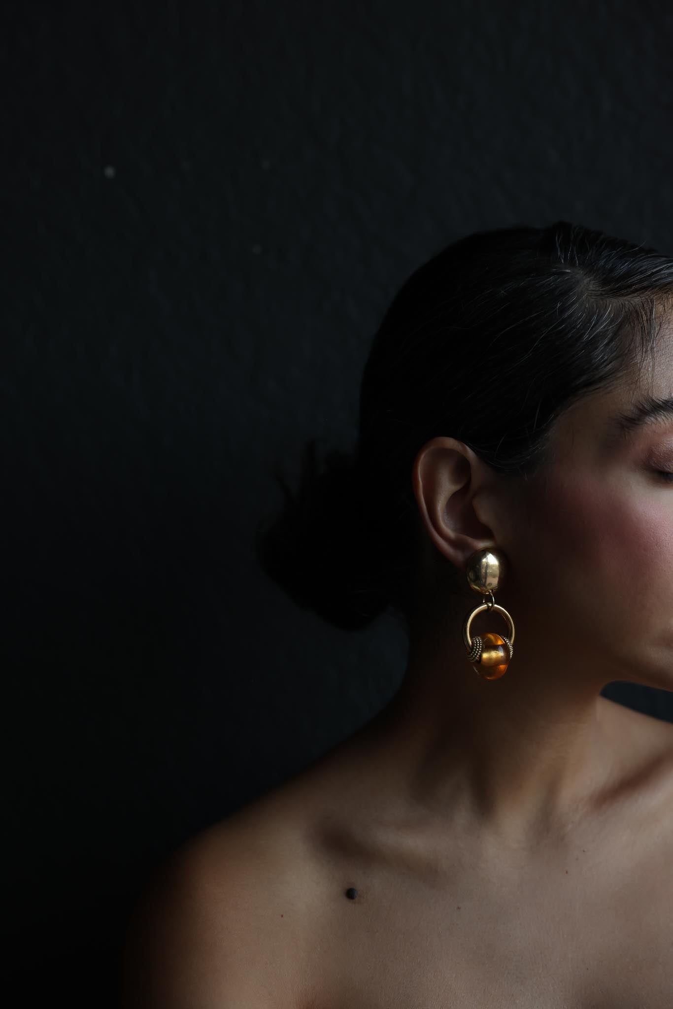 Made in Italy Gold-Tone Amber Clip-On Earrings