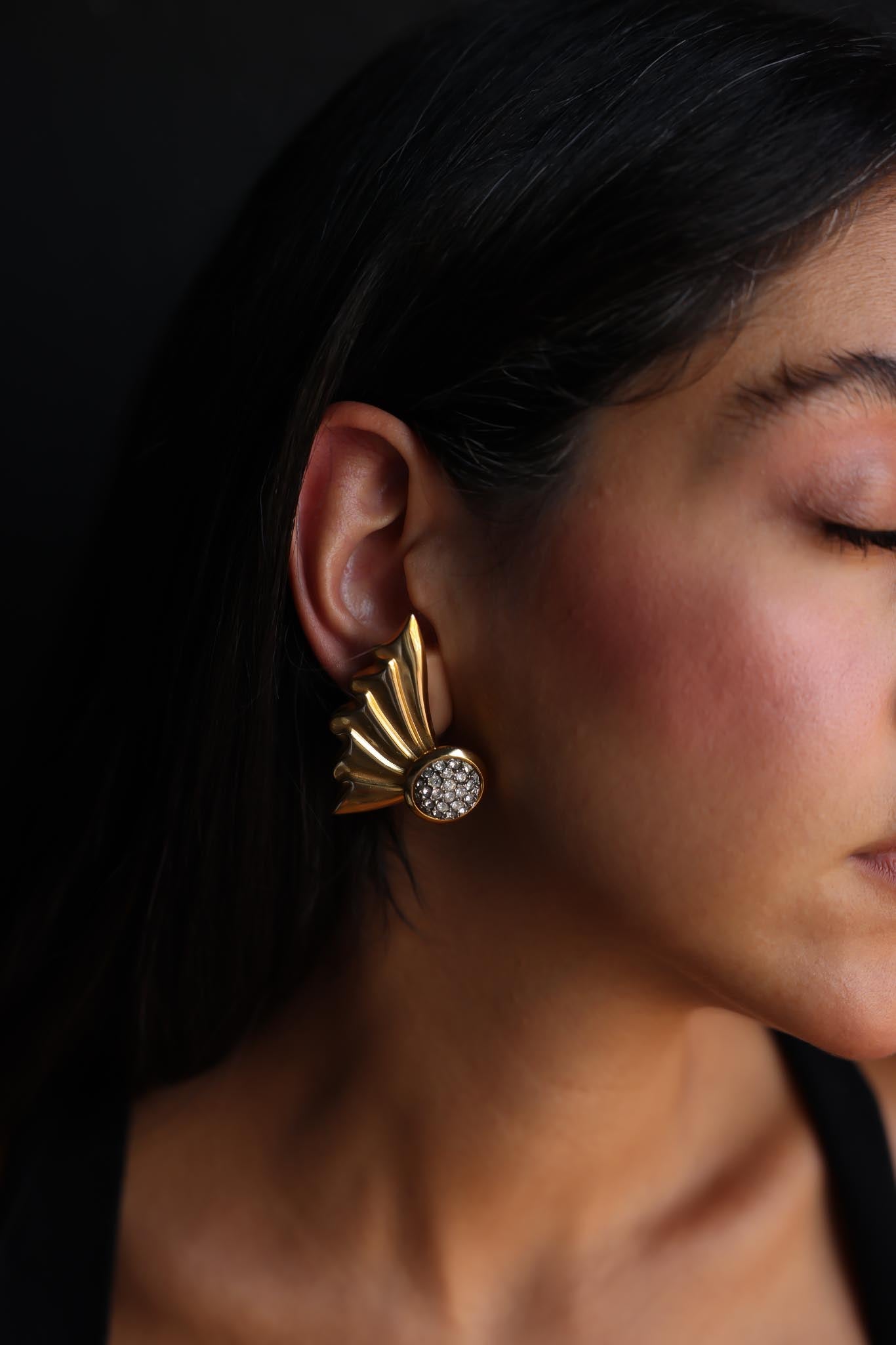 Golden Comet Clip-On Earrings