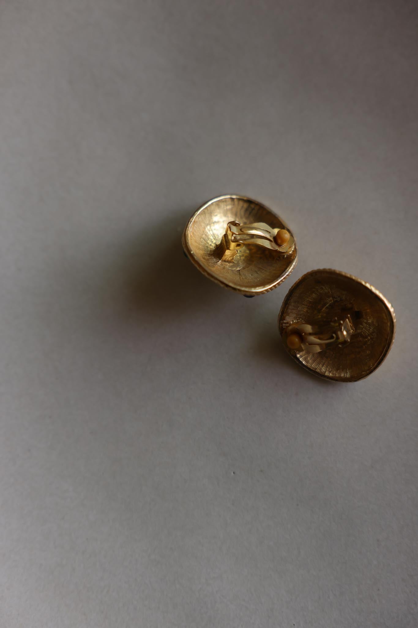 Matte Gold Multicolor Cabochon Clip-On Earrings
