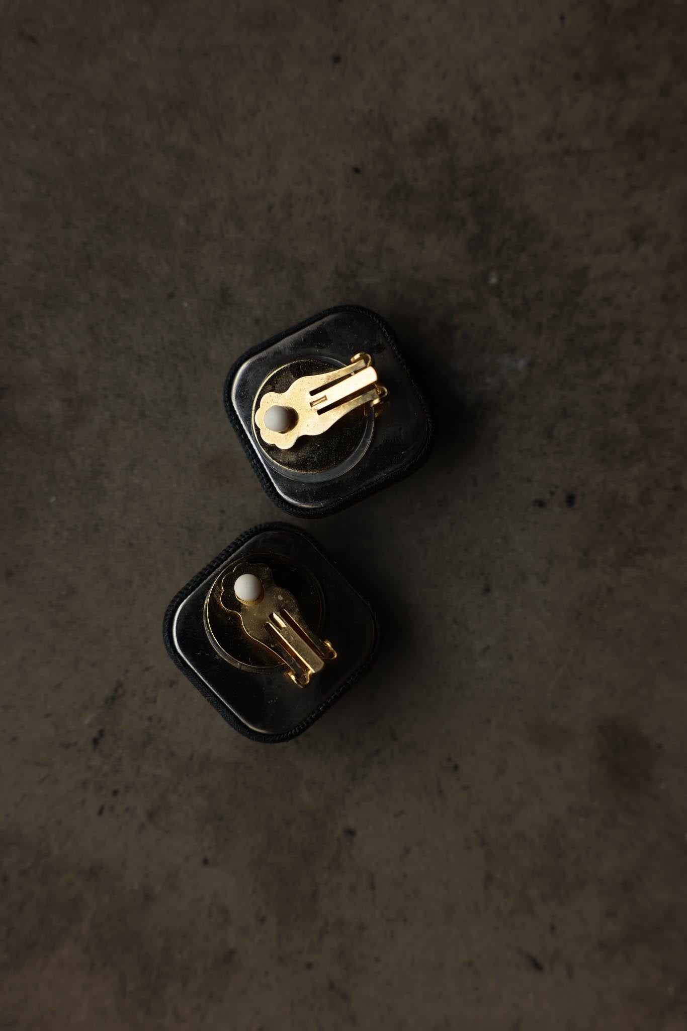 Black Fabric Anchor Clip-On Earrings