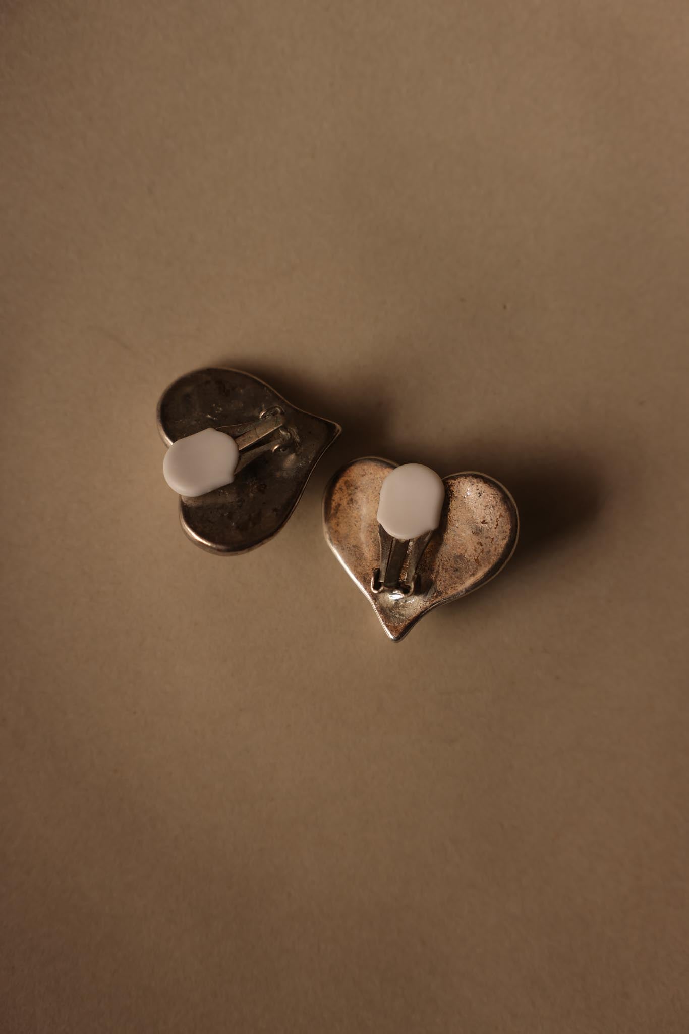 Heart-Shaped Silver-Plated Clip-On Earrings with Gold-Tone Center