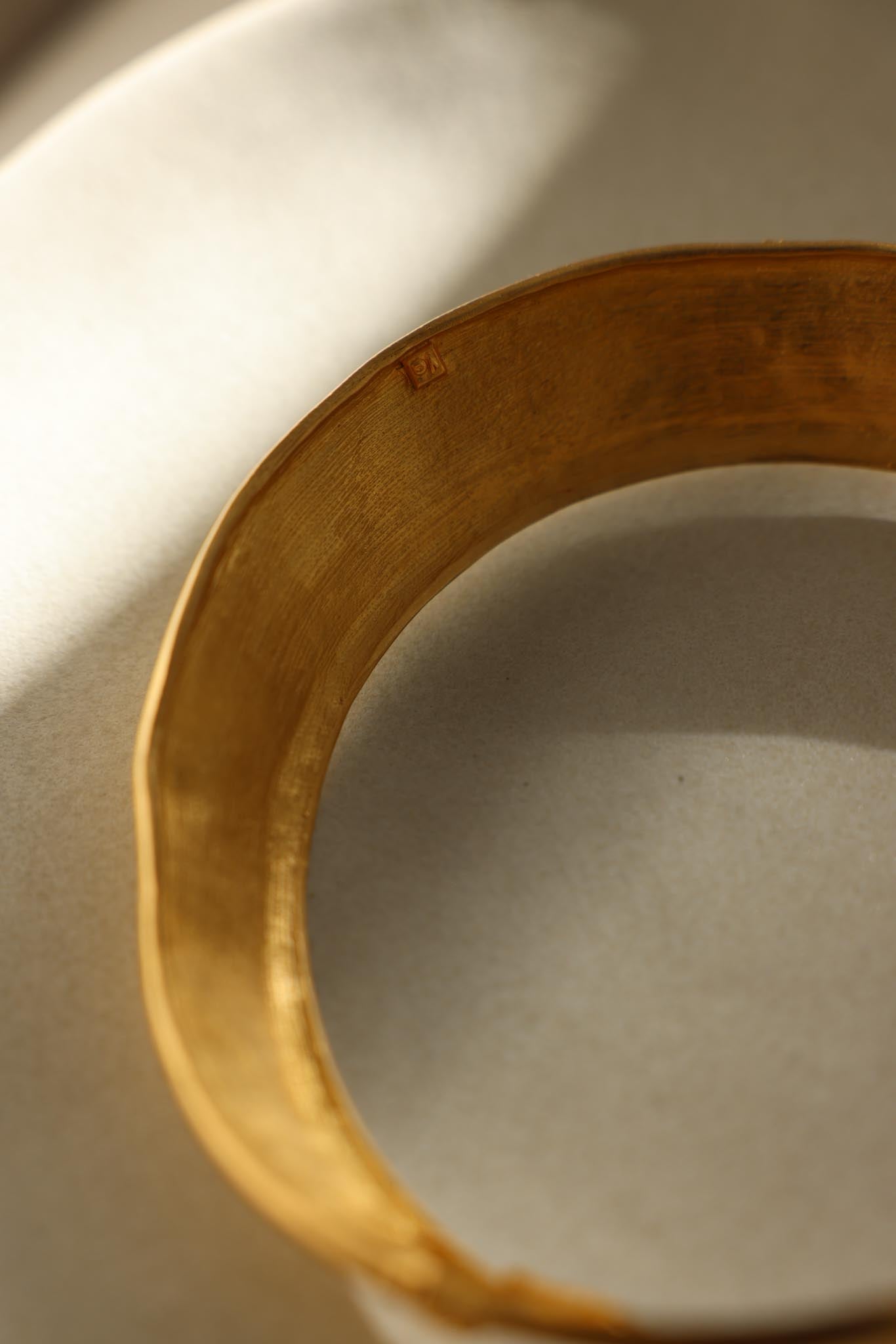 Les Bernard Matte Gold-Tone Hinged Collar Necklace