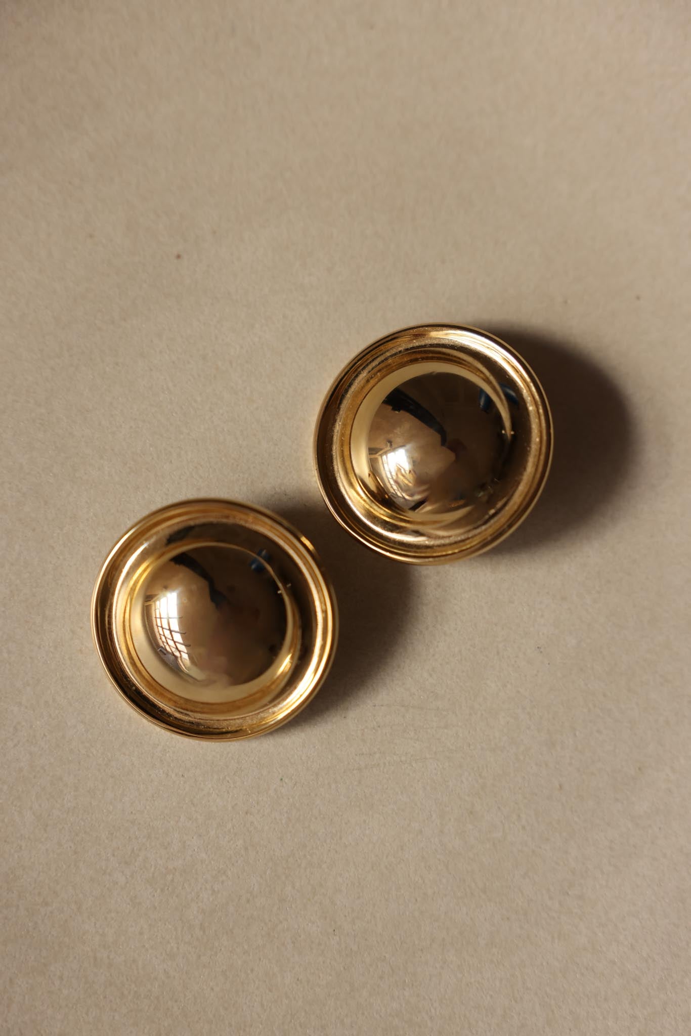 Gold-Tone Round Dome Clip-On Earrings