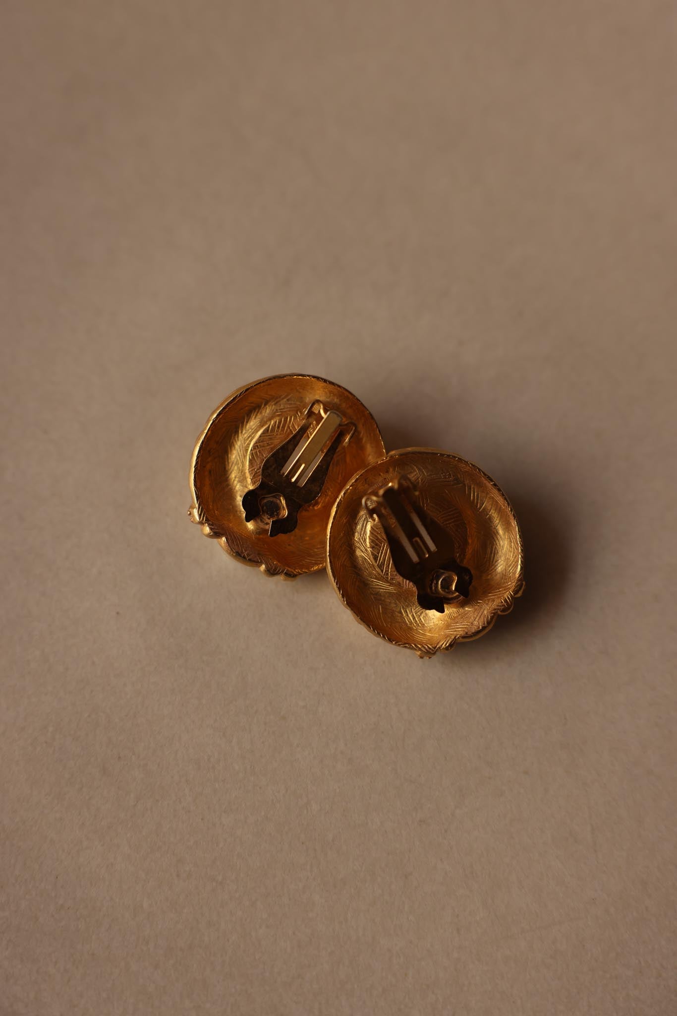Golden Crest Clip-On Earrings with Faux Pearls and Rhinestones|Vintage Baazaar