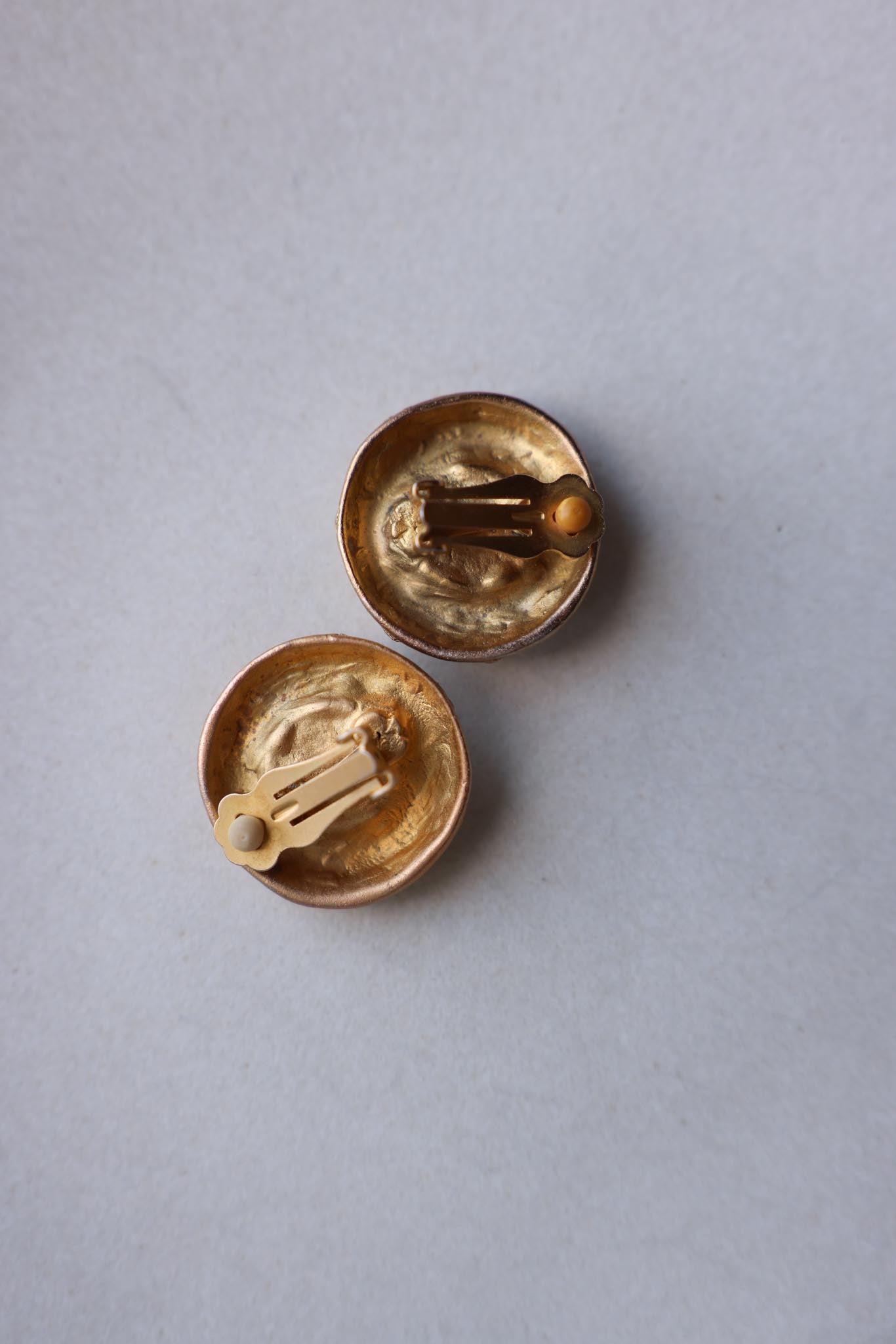 Golden Amber Disc Clip-On Earrings