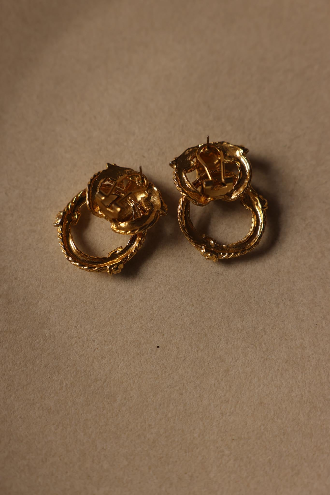 Gold-Tone Rope Knot Earrings with Rhinestone Accents