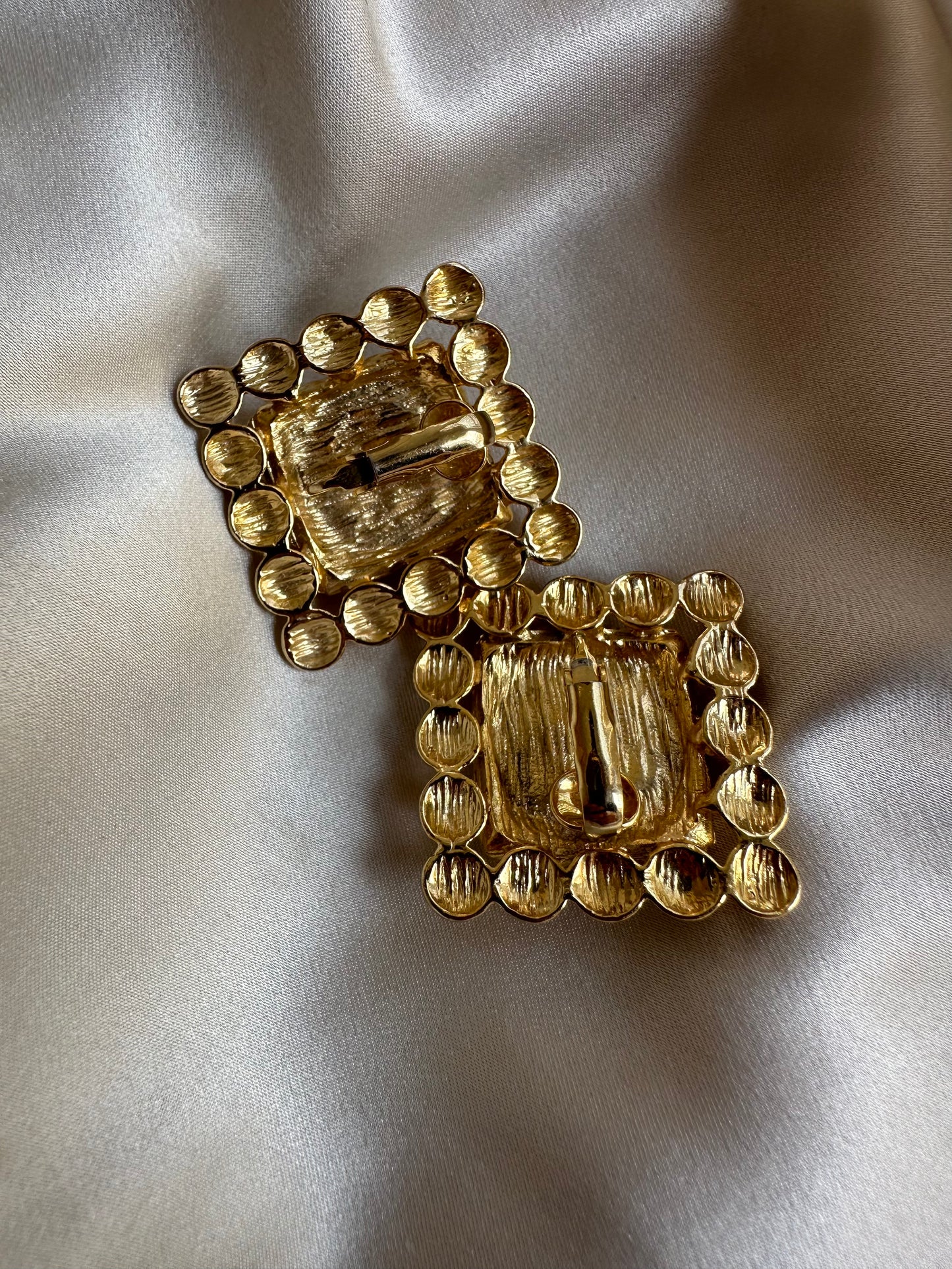 Regal Pearl Square Earrings|Vintage Baazaar