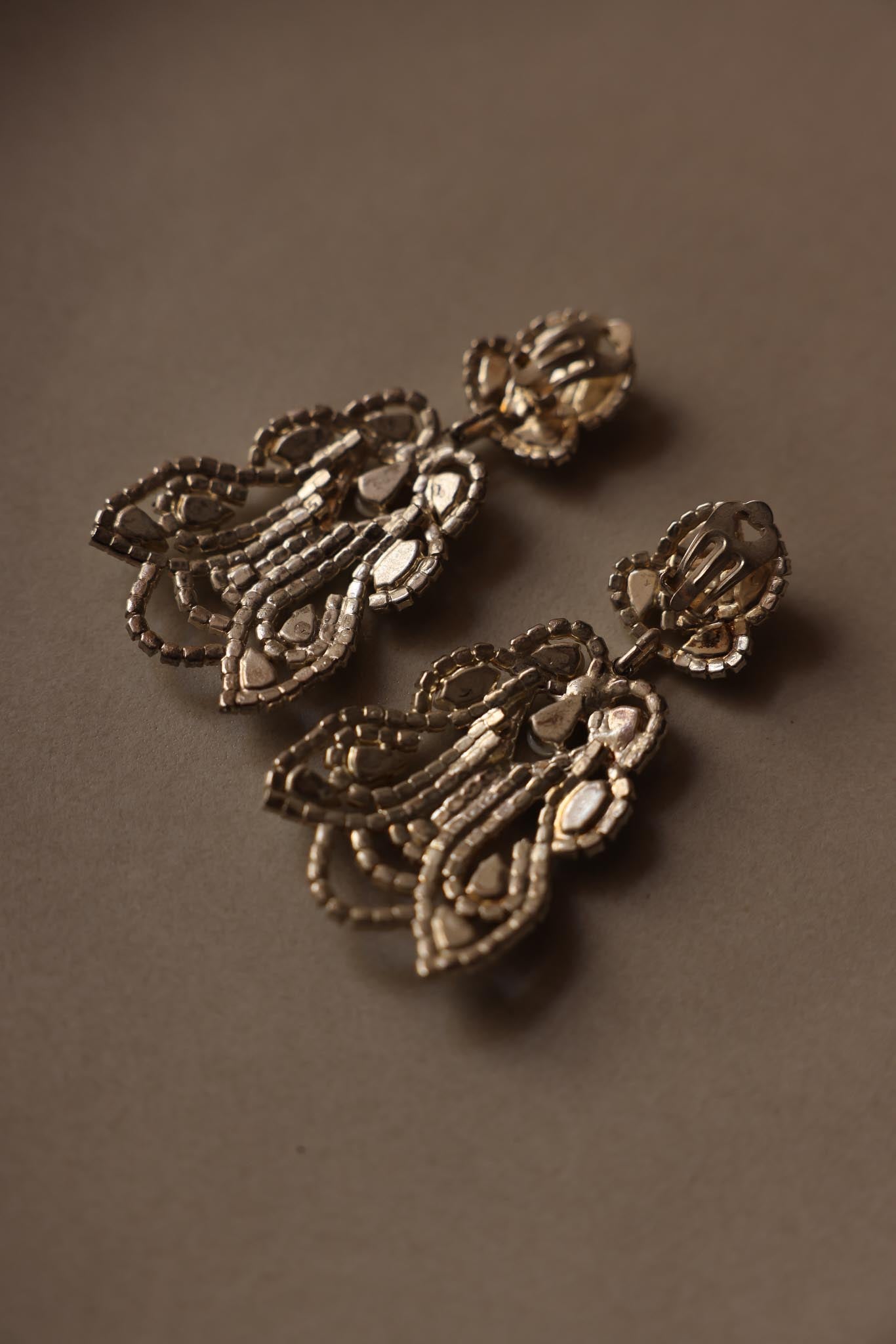 Rhinestone and Faux Pearl Clip-On Earrings