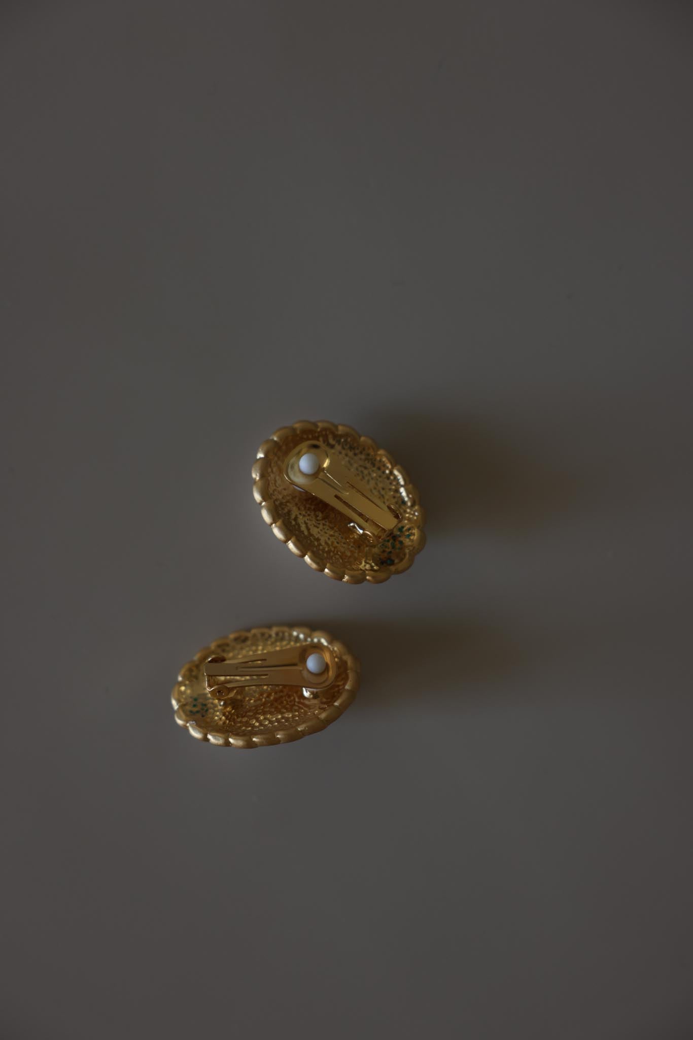 Matte Gold Oval Faux Pearl Clip-On Earrings