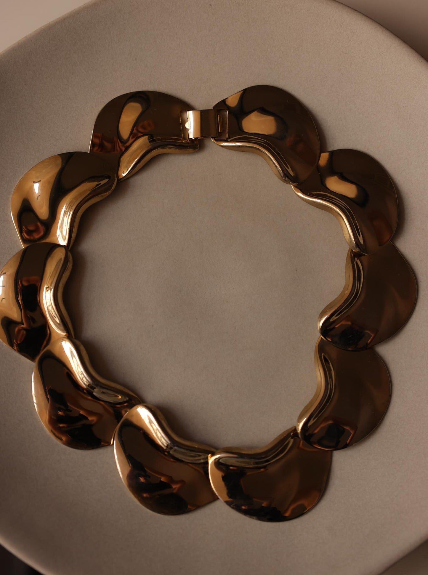 Bold Sculptural Gold-Tone Collar Necklace