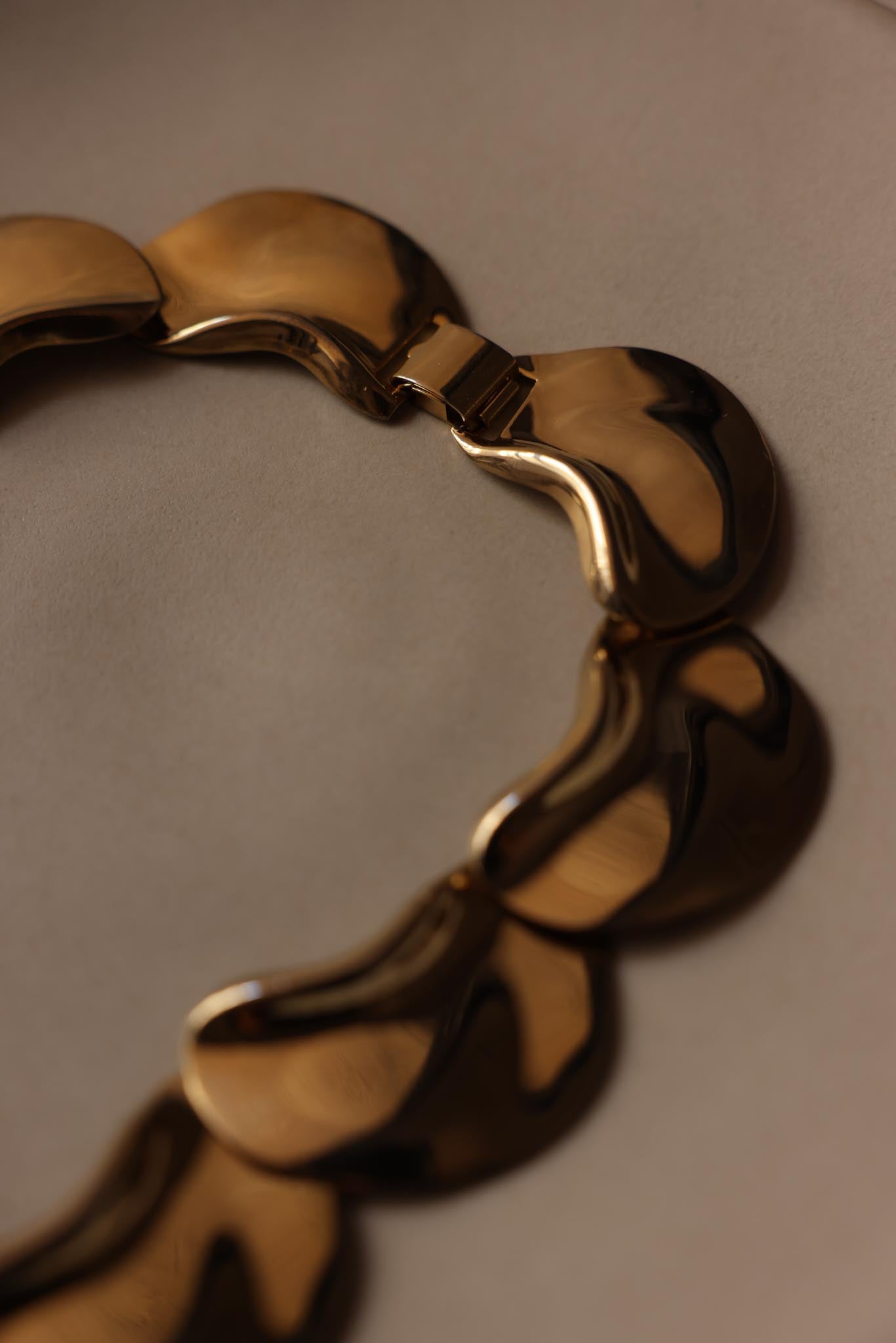 Bold Sculptural Gold-Tone Collar Necklace