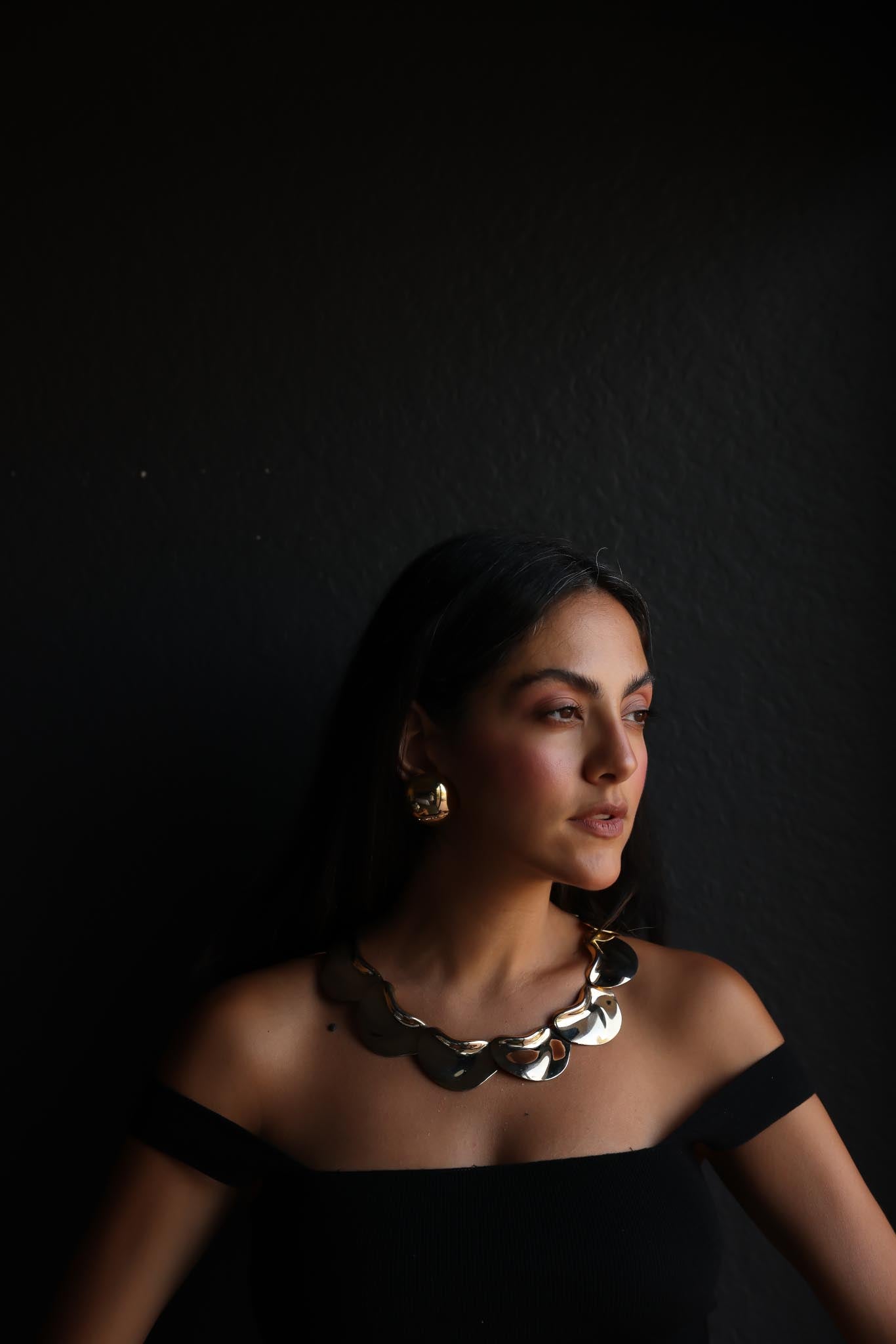 Bold Sculptural Gold-Tone Collar Necklace