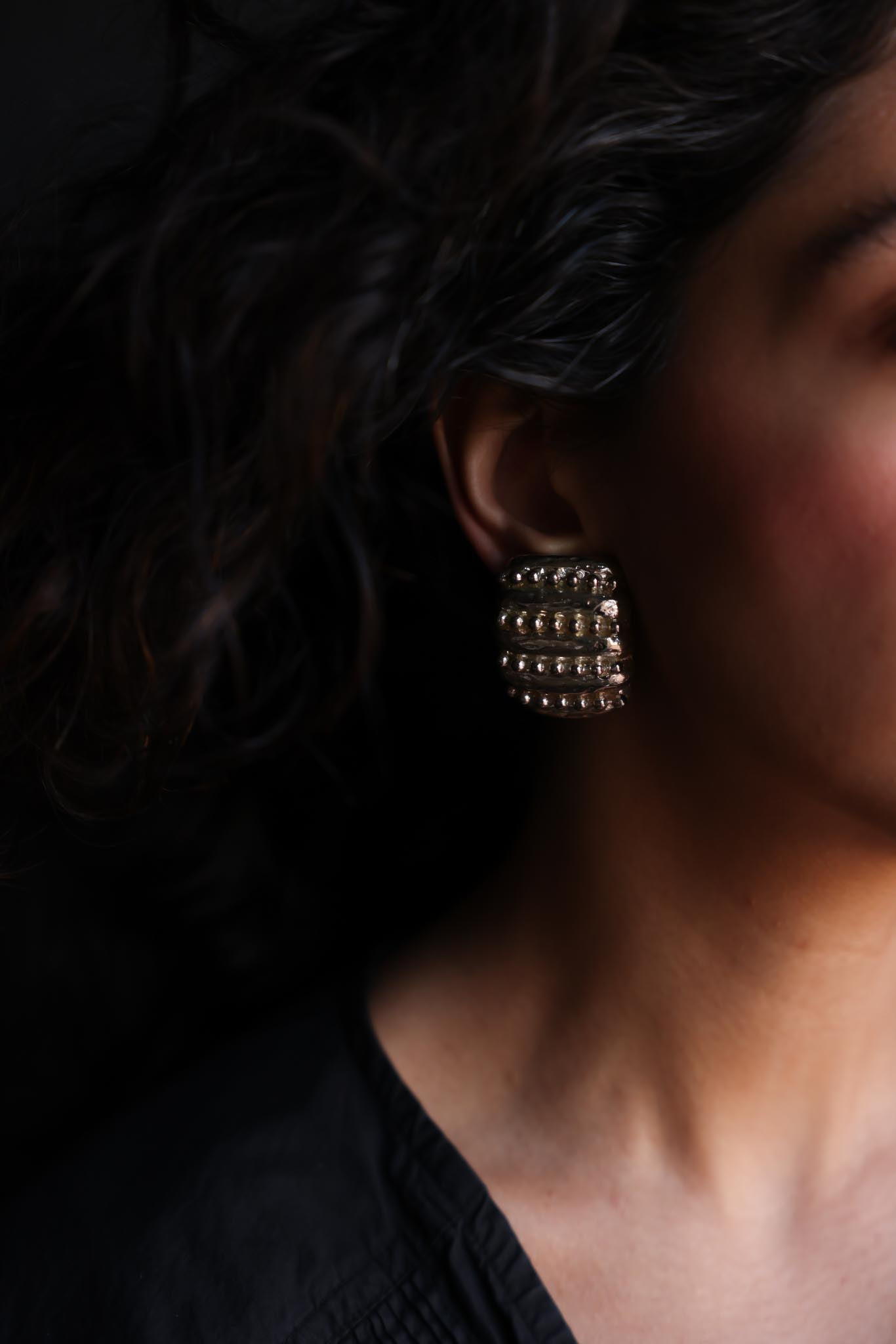 Norma Jean Textured Silver Clip-On Earrings