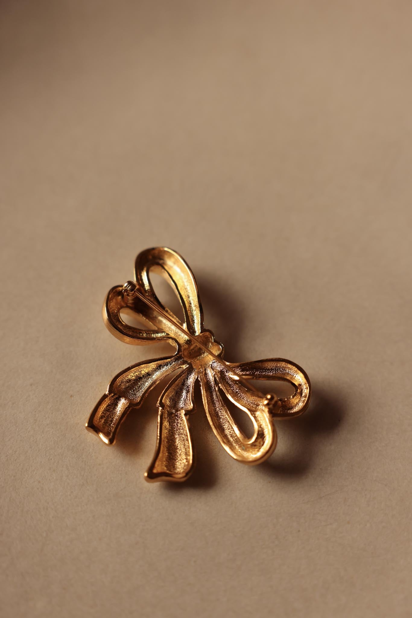 Brushed Gold Bow Brooch